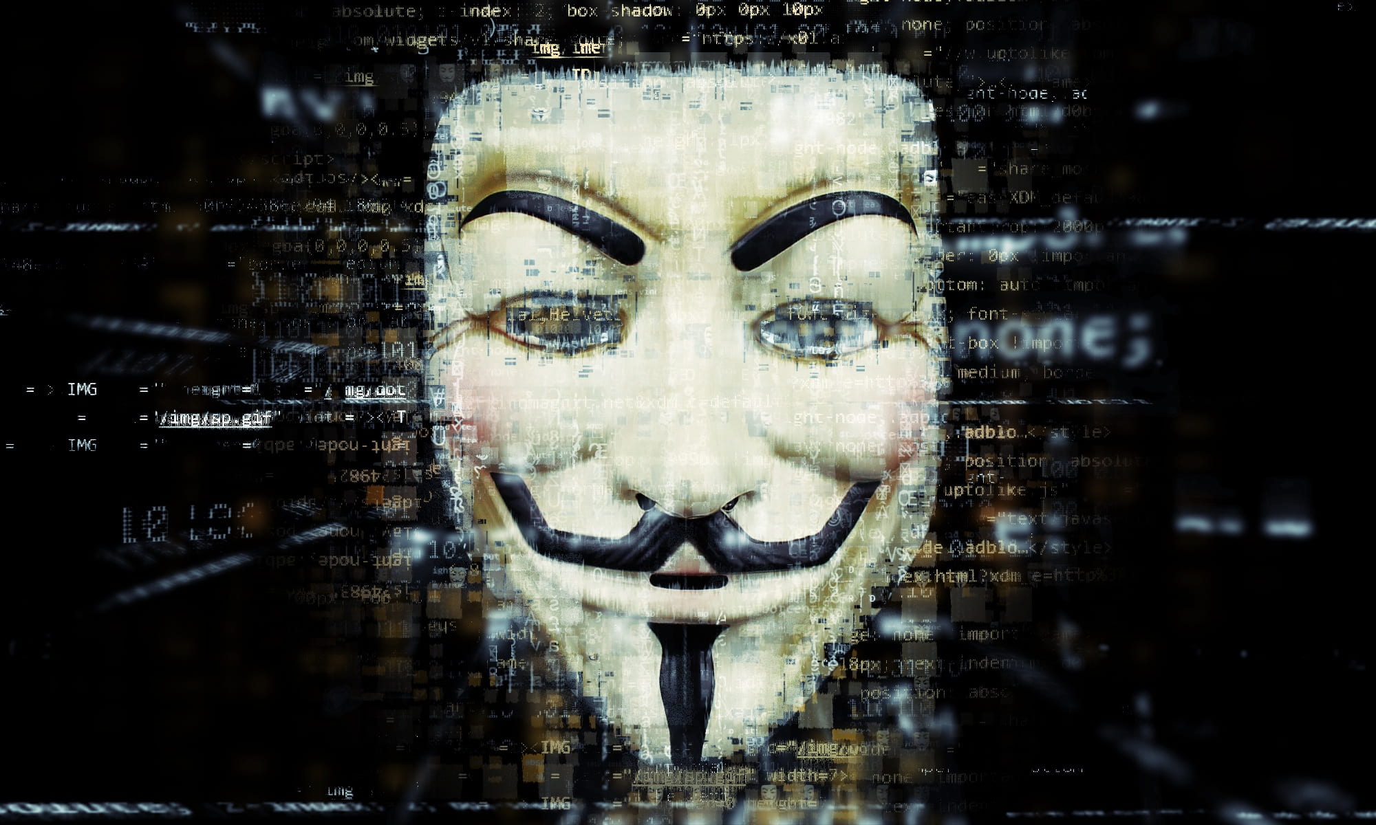 headshot, face, fawkes, looking at camera, hacktivist, multiple exposure, photo, mask, dom, 1080P, digital composite, one person, symmetry, group, close-up, HD Wallpaper