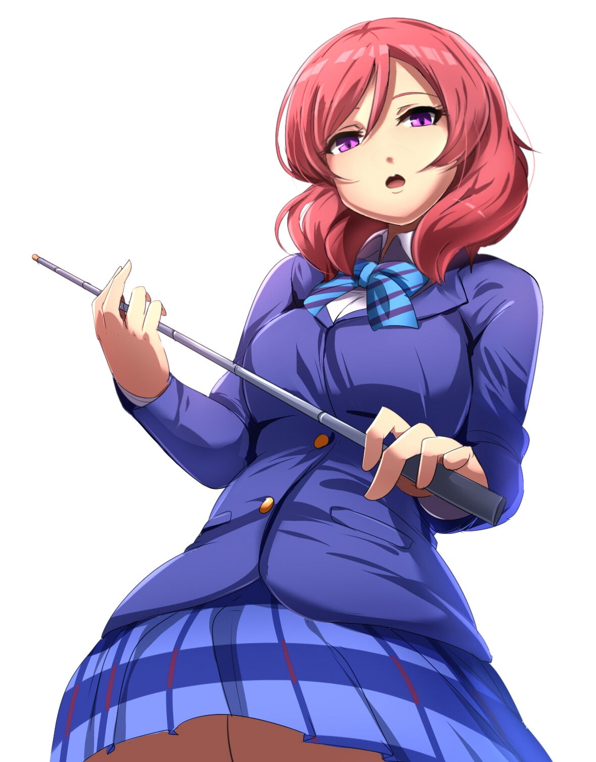 Love Live!, anime girls, purple eyes, activity, 720P, anime, fashion, hairstyle, studio shot, white background, injecting, adult, females, beauty, school uniform, Phone HD Wallpaper