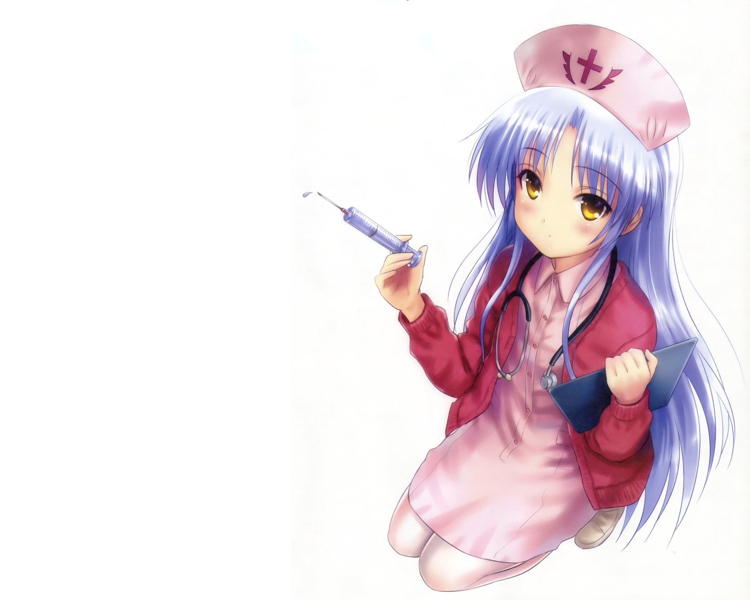 portrait, studio shot, arts culture and entertainment, 2K, costume, women, three quarter length, anime girl, disguise, nurse cosplay, indoors, looking at camera, HD Wallpaper