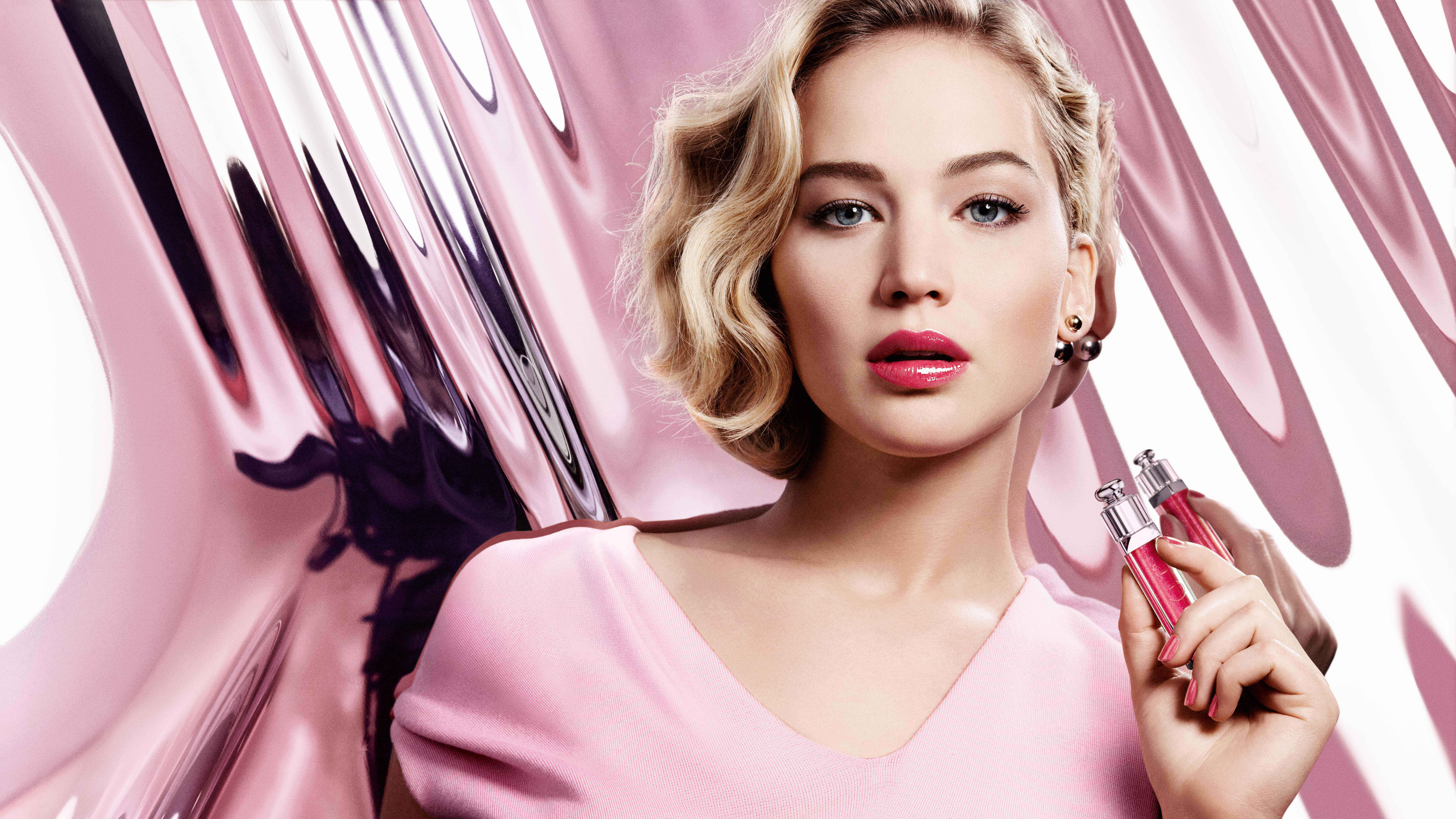 8K, Jennifer Lawrence, Lipstick, Photoshoot, Dior Addict, 4K, 8K, Campaign, HD Wallpaper