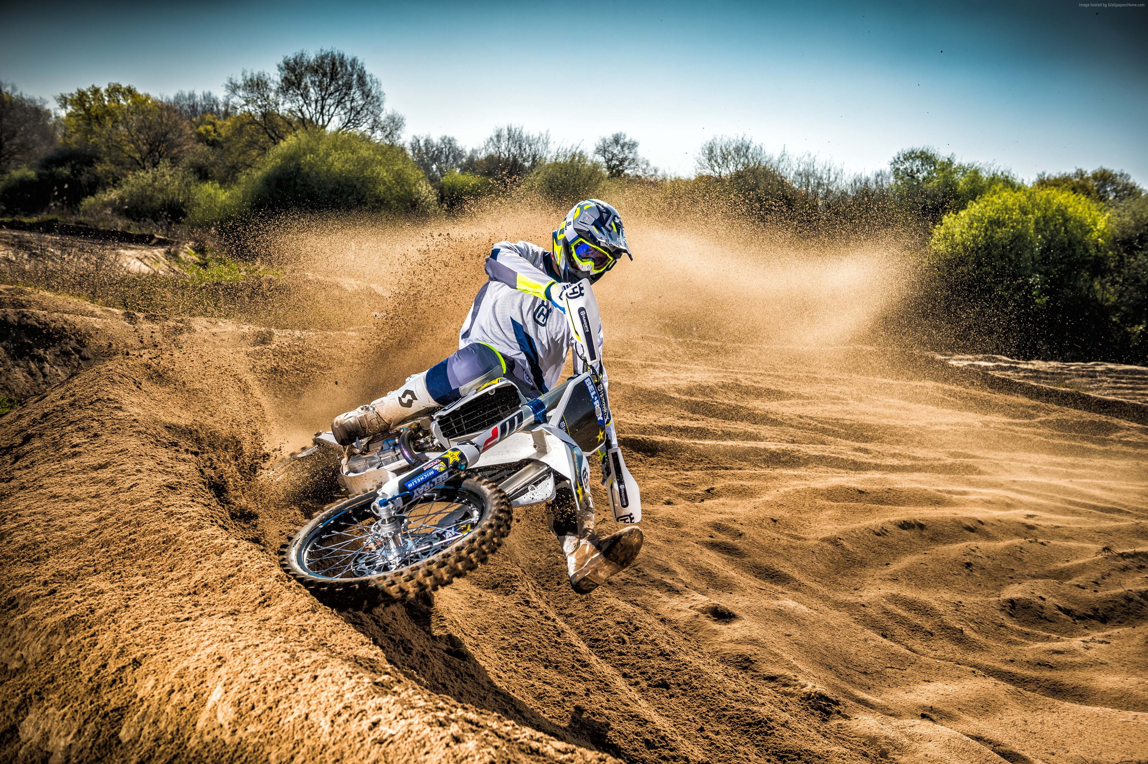 Husqvarna TC250, drift, motocross range unveiled, 4K, HD Wallpaper