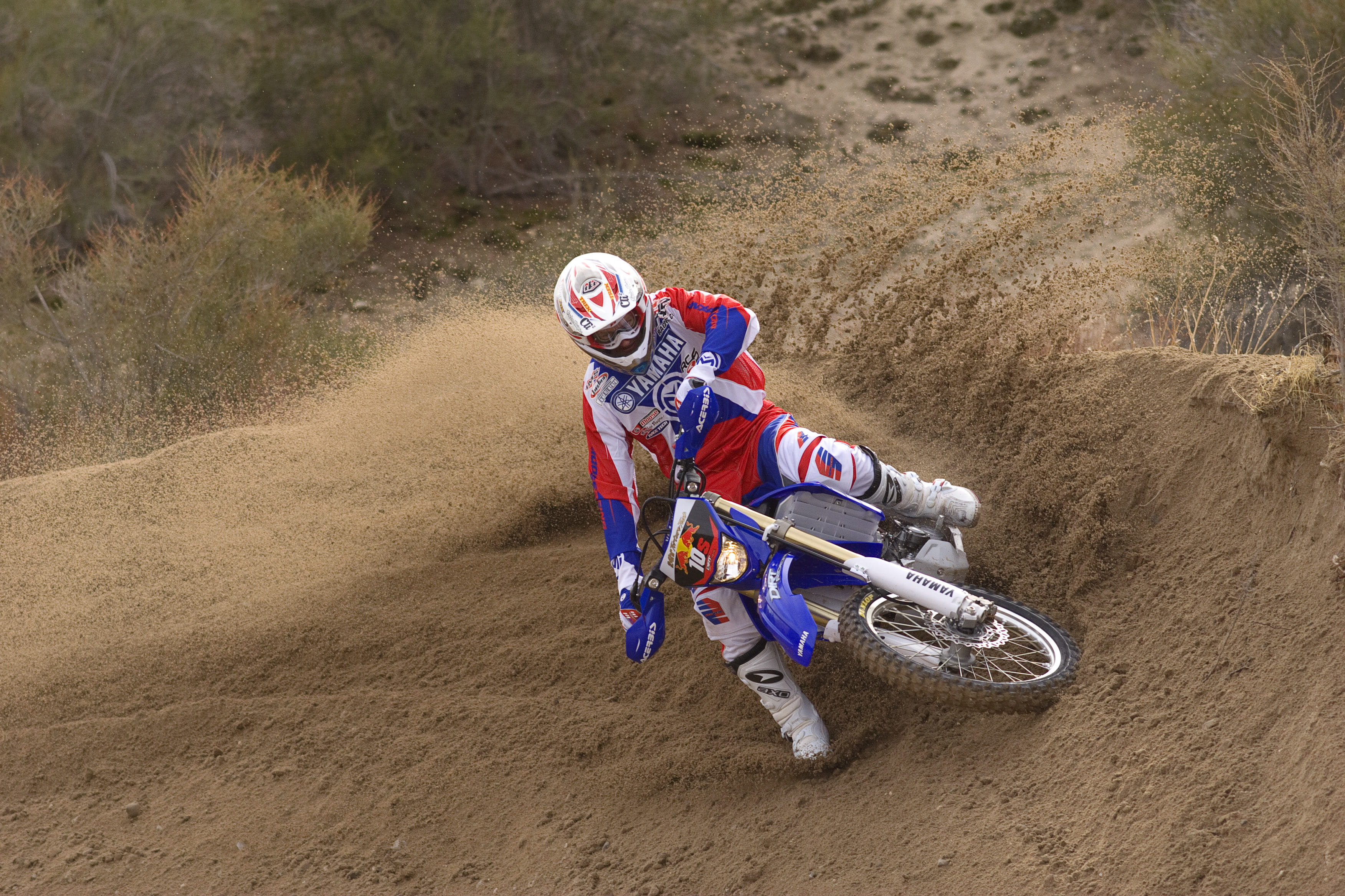 motion, Dirt Bike, high angle view, running, people, sports Helmet, adventure, one person, motocross, man, sand, 2K, speed, action, motorcycle, helmet, HD Wallpaper