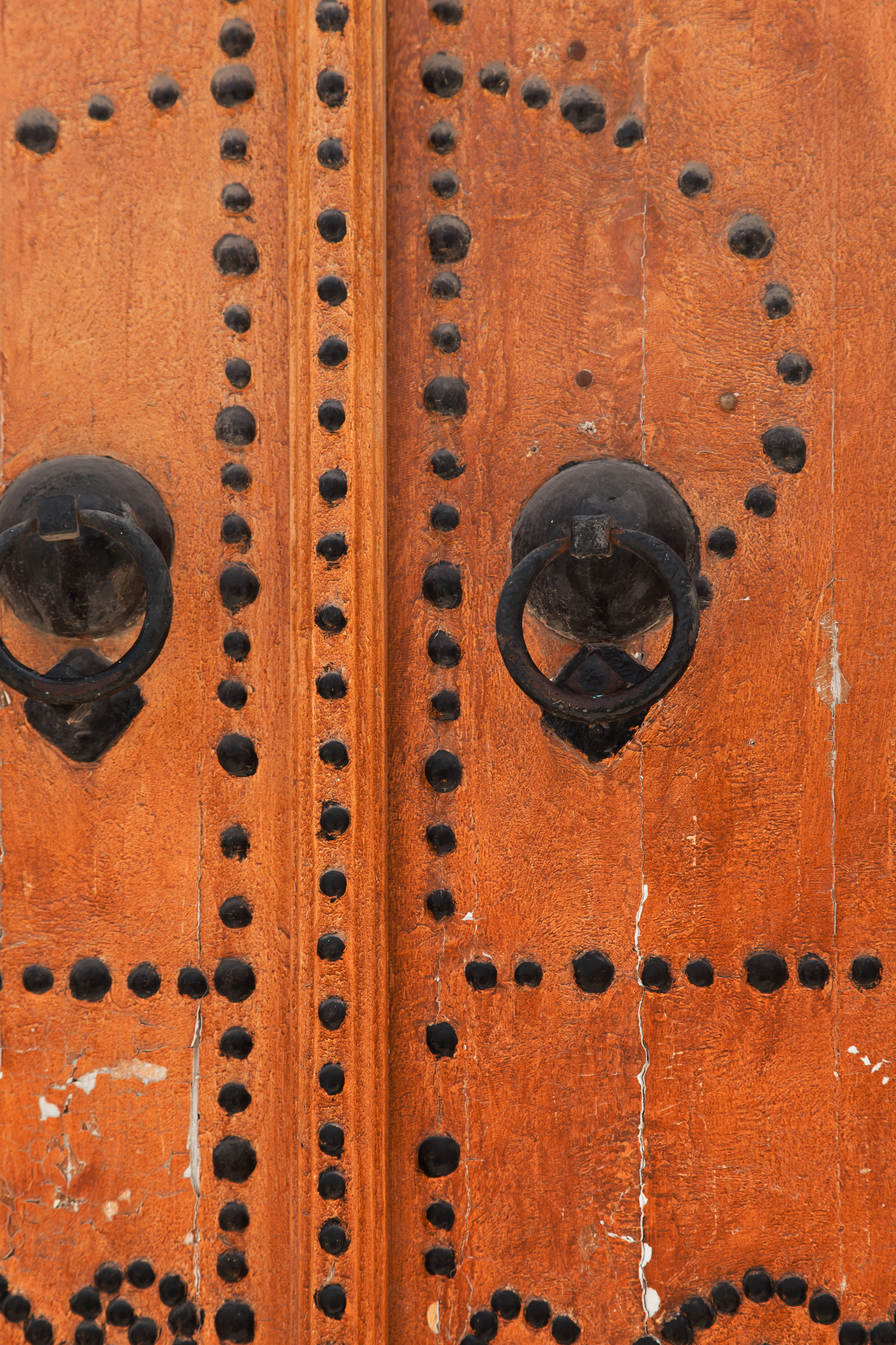 wood, traveling, old, tunisia, north africa, design, outdoors, orange color, day, carthage, sidi bou said, brown, full frame, door, wood door, metal, pattern, Phone HD Wallpaper