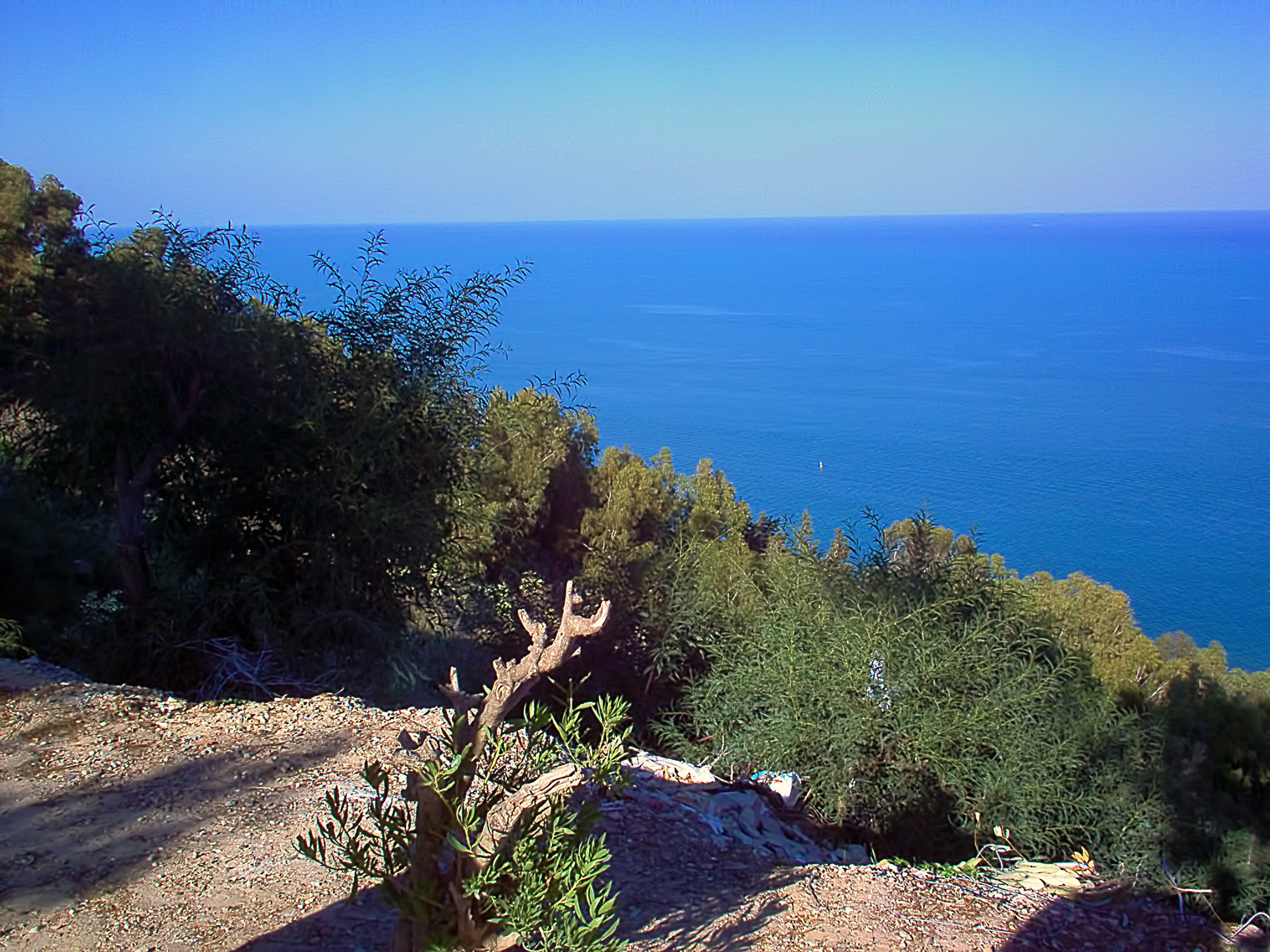 land, tunisia, no people, sunlight, blue, the republic of tunisia, shrubs, mediterranean sea, horizon, day, sea, plant, sky, 2K, sidi bou said, view, water, HD Wallpaper