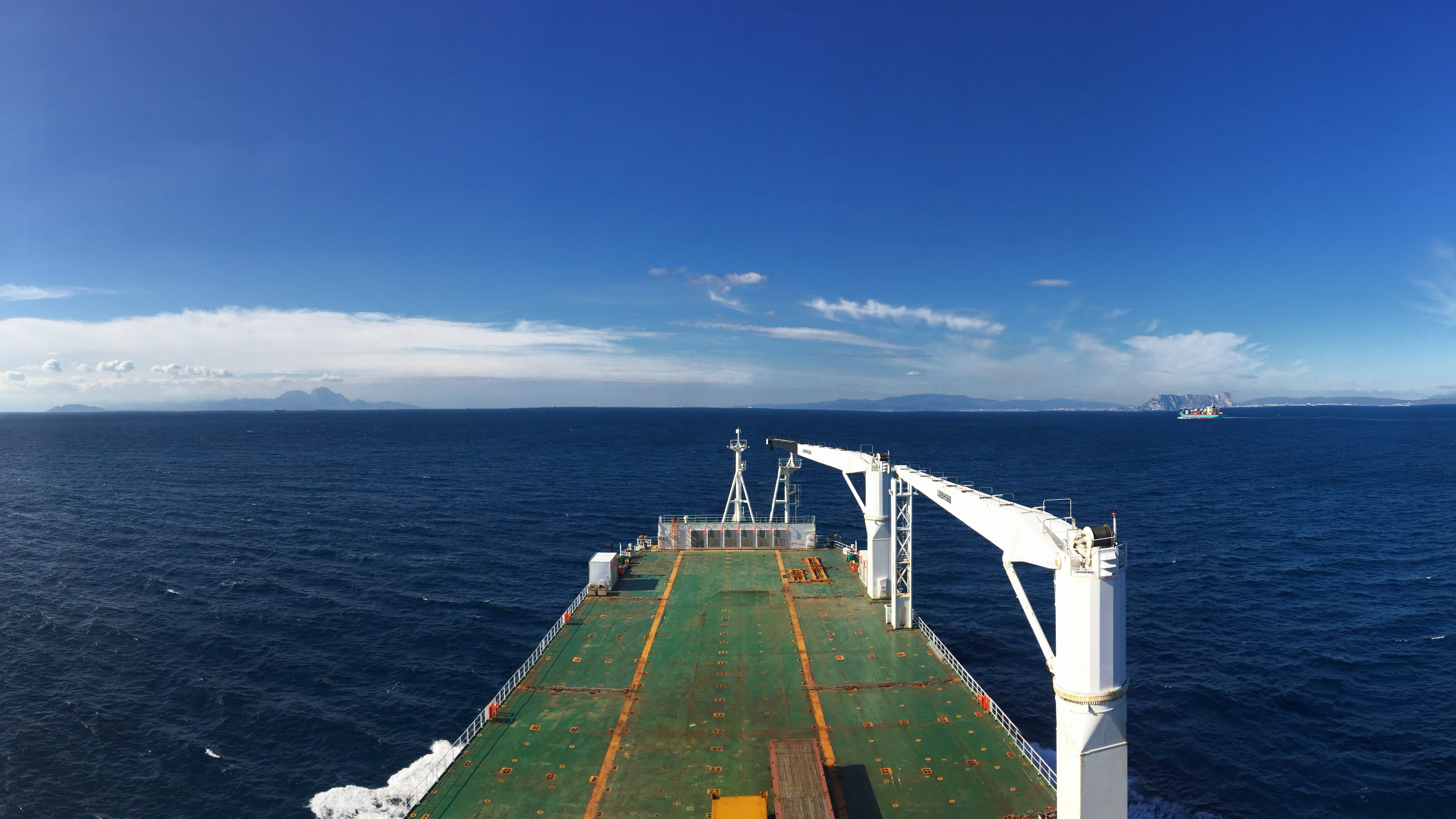 beauty in nature, going west, industry, sea, ship, mode of transportation, shipping, container ship travel, cloud - sky, gibraltar, travel, transportation, HD Wallpaper