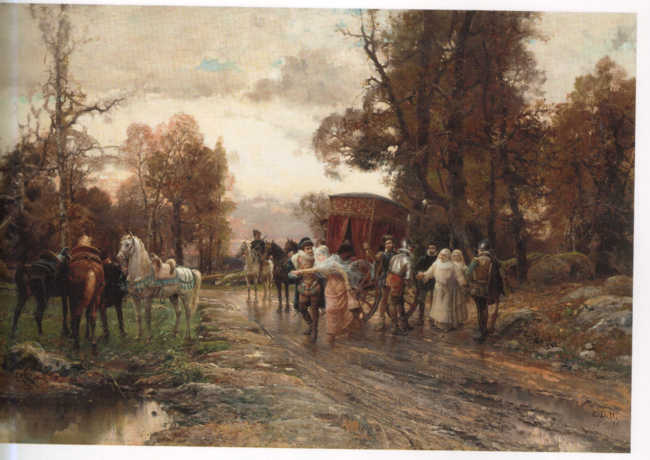 road, SAID, carts, 1080P, nuns, puddles, knights, coach, HD Wallpaper