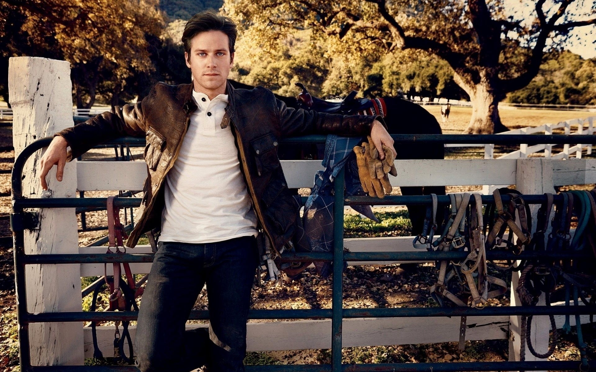 casual Clothing, outdoors, actor, full length, fassbender, young Adult, one Man Only, fence, male Beauty, looking, lifestyles, 1080P, people, armie hammer, HD Wallpaper