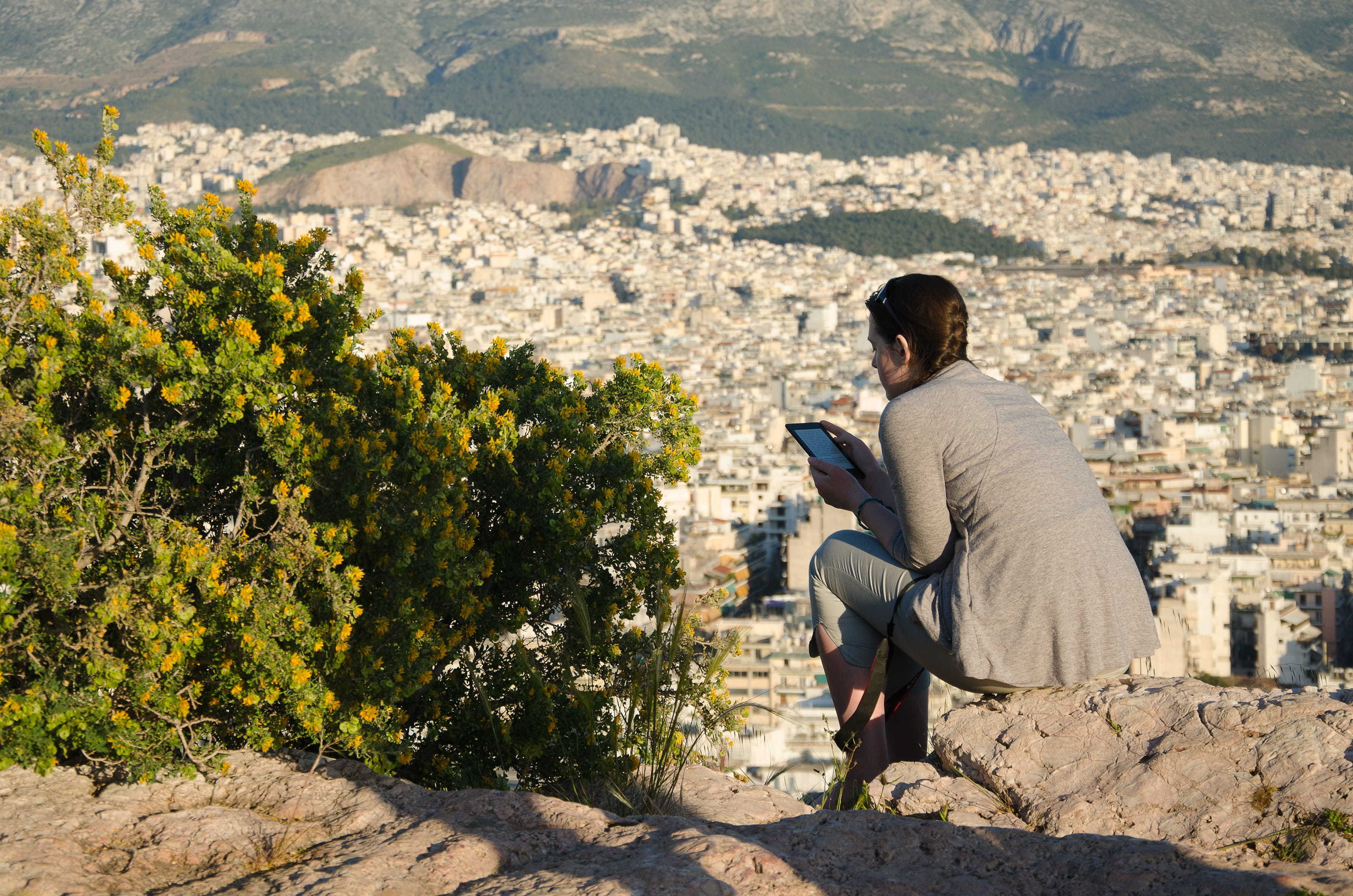 adults only, cityscape, caucasian Ethnicity, landscape, two people, Greece, building exterior, solid, Athens, plant, Reader, full length, city, one Person, HD Wallpaper