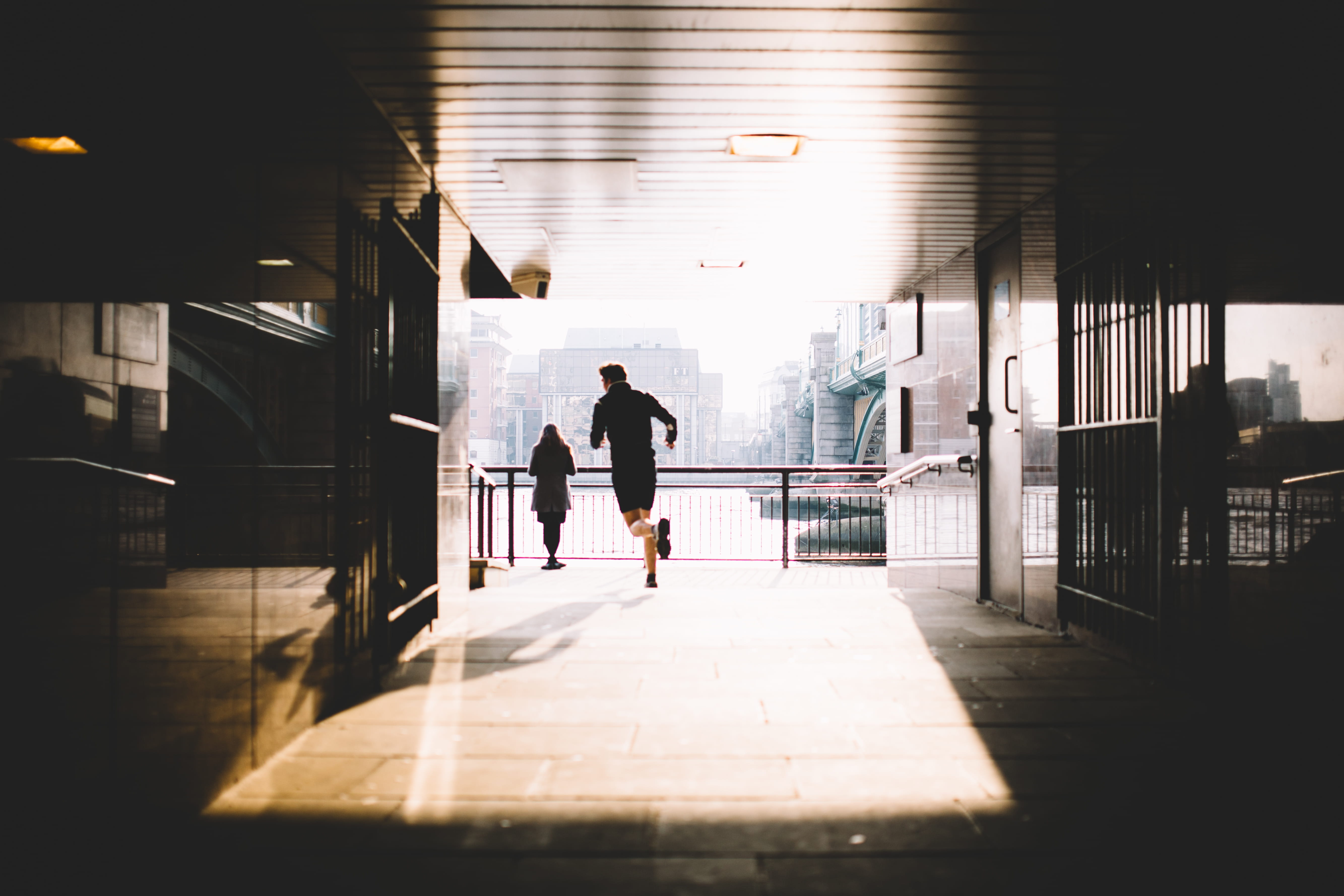 two people, sun, lifestyles, women, flooring, City, walking, outdoors, ceiling, street, indoors, architecture, men, direction, adult, business, footpath, HD Wallpaper