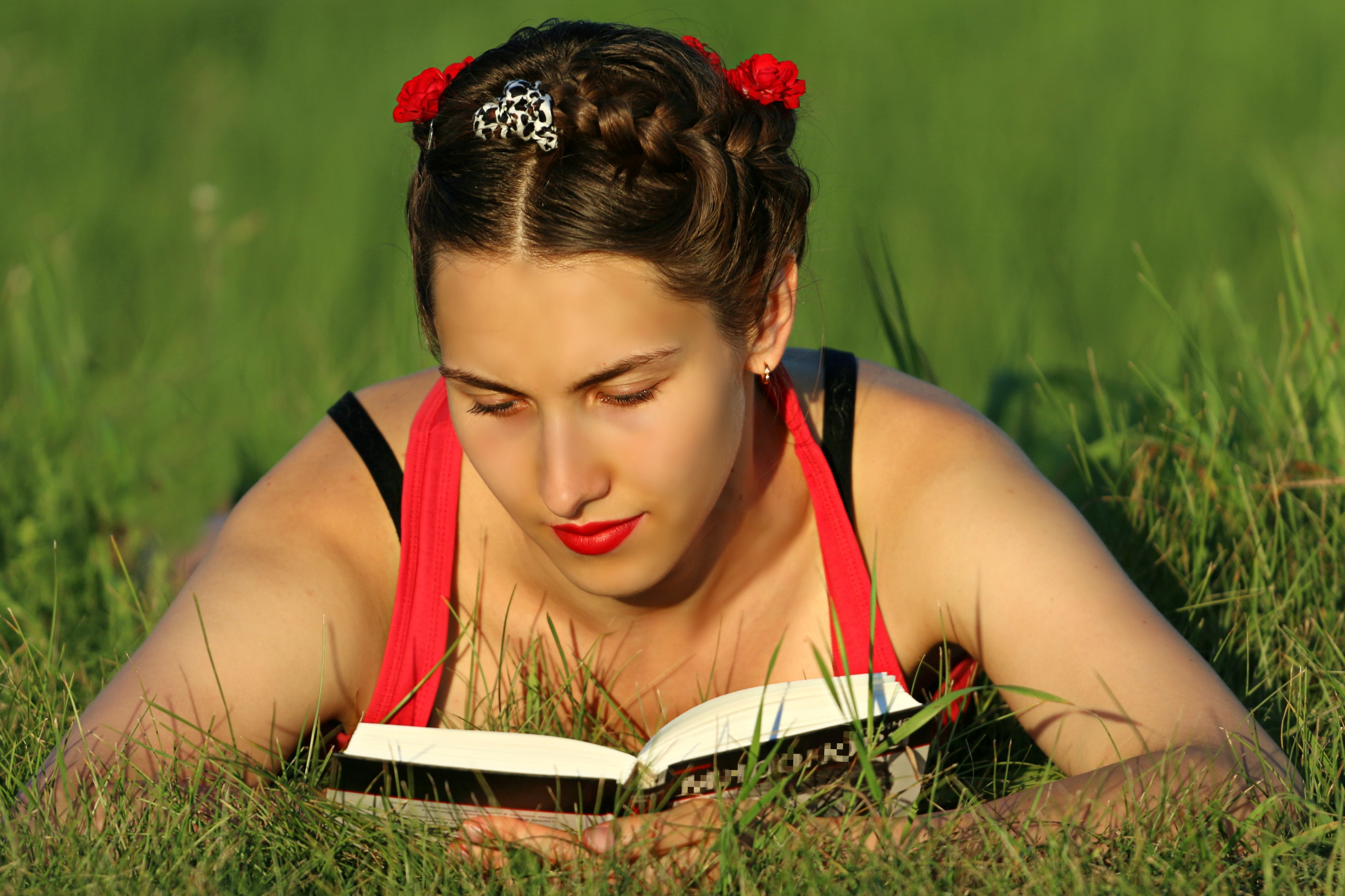 women, lie, young Adult, lying Down, haired, nature, females, posture, land, beautiful, top, hairstyle, publication, relaxation, lying on front, person, HD Wallpaper