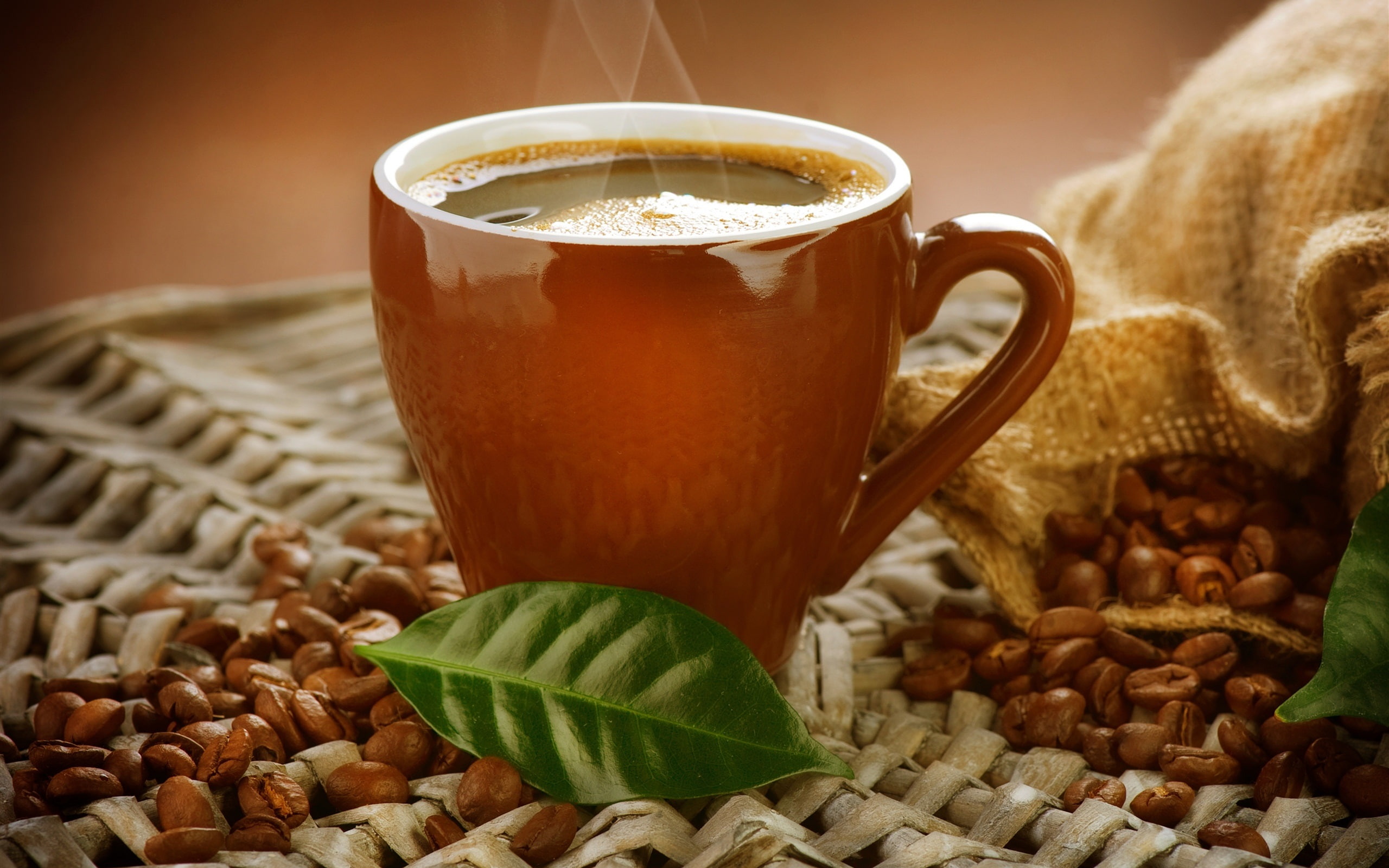Leaf, 2K, Steam, Coffee, Beans, Drink, Cup, HD Wallpaper