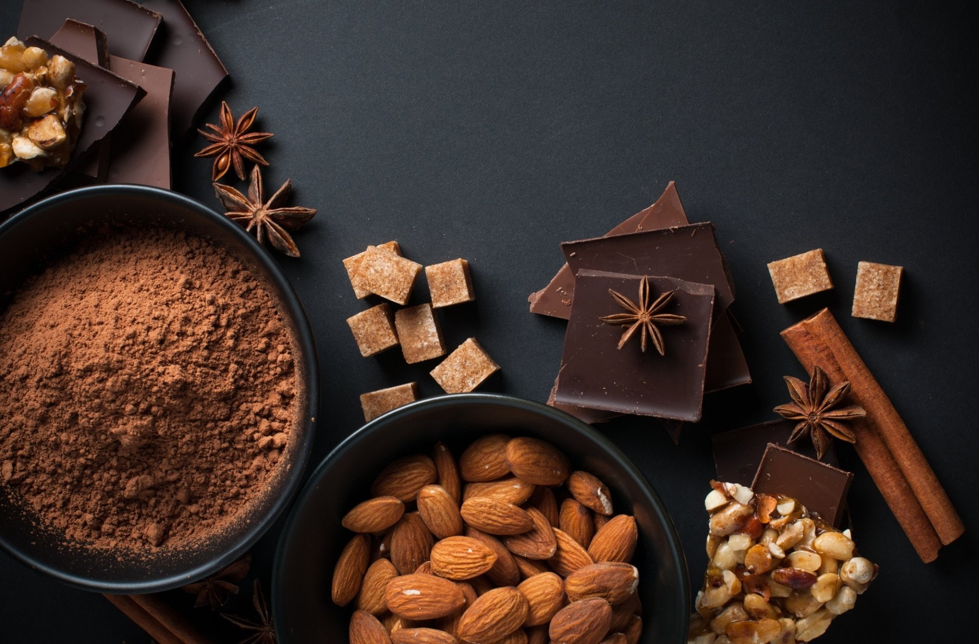brown, anise, indoors, Sugar, Cinnamon, food and drink, choice, still life, Food, kitchen utensil, nut, high angle view, abundance, ingredient, variation, HD Wallpaper