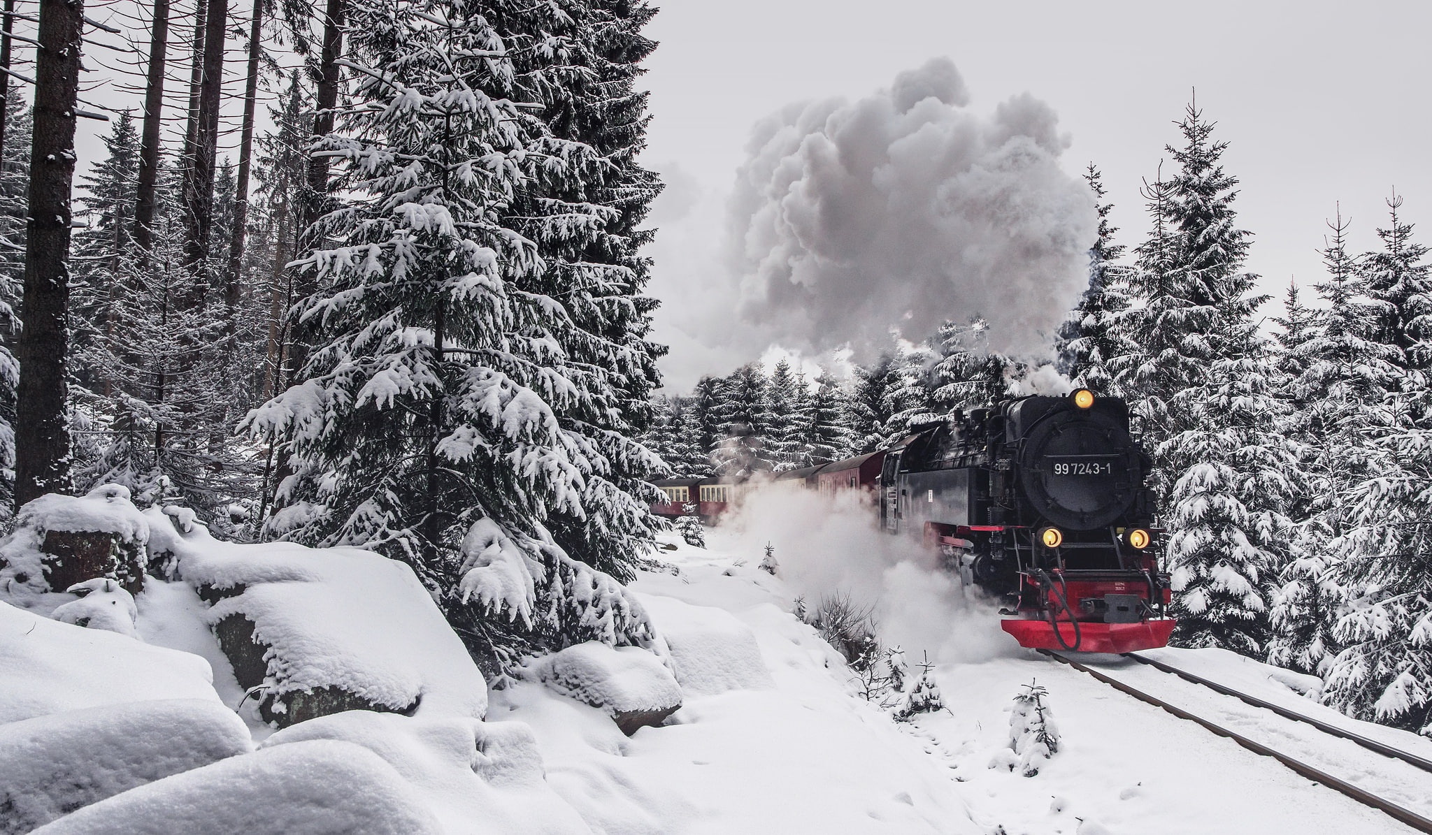train, winter, vehicle, 1080P, Steam Train, Harz, HD Wallpaper