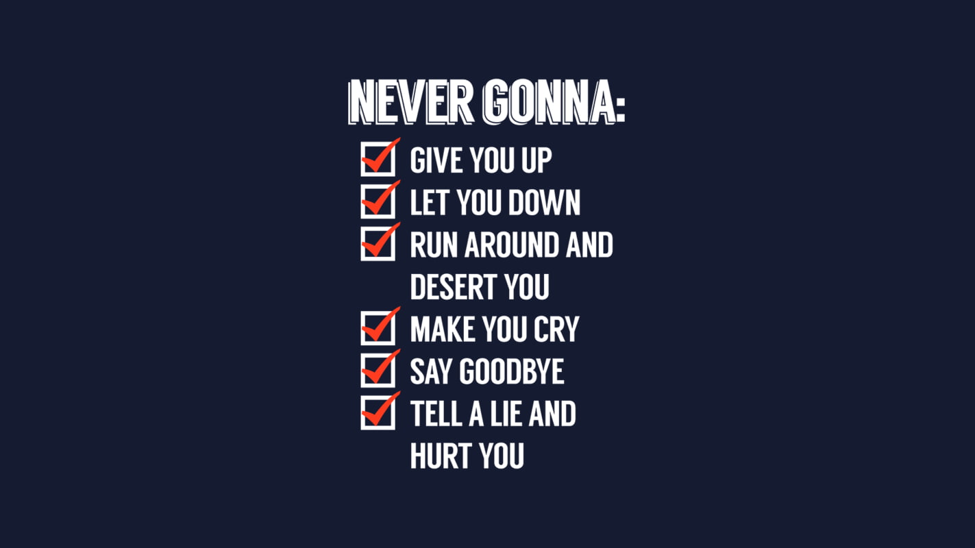 humor, blue, lyrics, simple, Rick Astley, 720P, HD Wallpaper