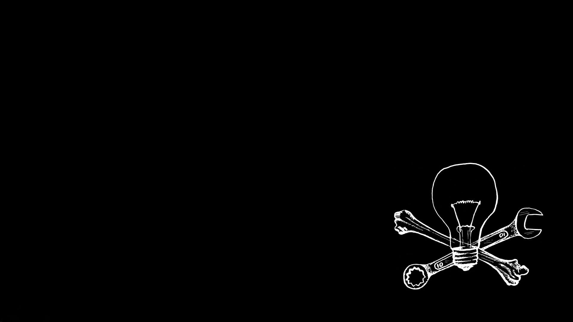 black color, bulb, illuminated, nature, shape, lighting equipment, bones, lightbulb, design, black background, digital art, night, copy space, HD Wallpaper