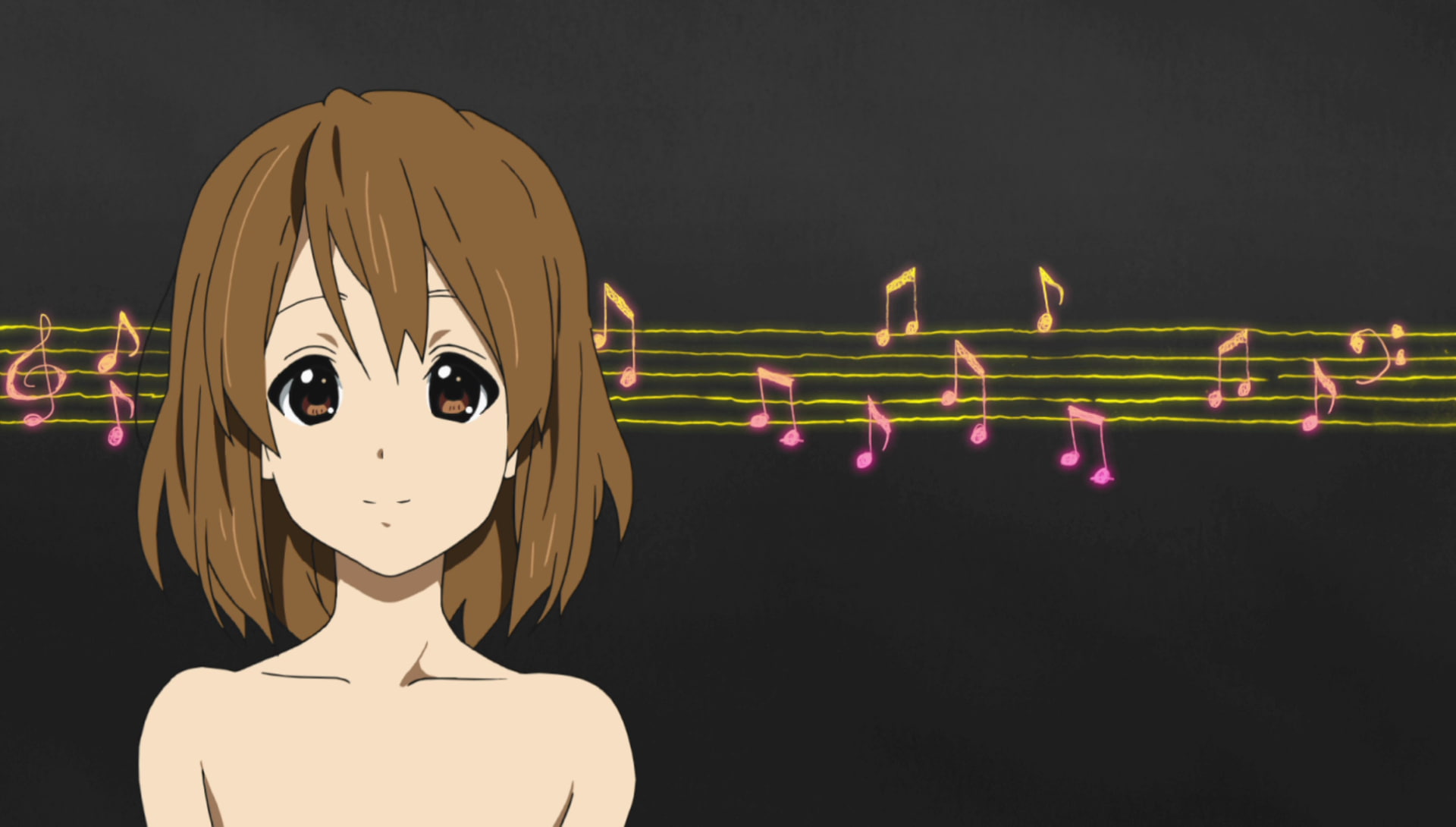 anime, front view, glowing, leisure activity, indoors, illuminated, standing, arts culture and entertainment, Hirasawa Yui, bare shoulders, Dont Say Lazy, HD Wallpaper