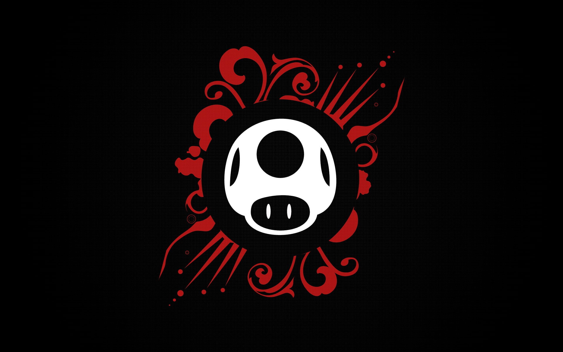 video games, mario, 1080P, nintendo, mushroom, hd, black, HD Wallpaper