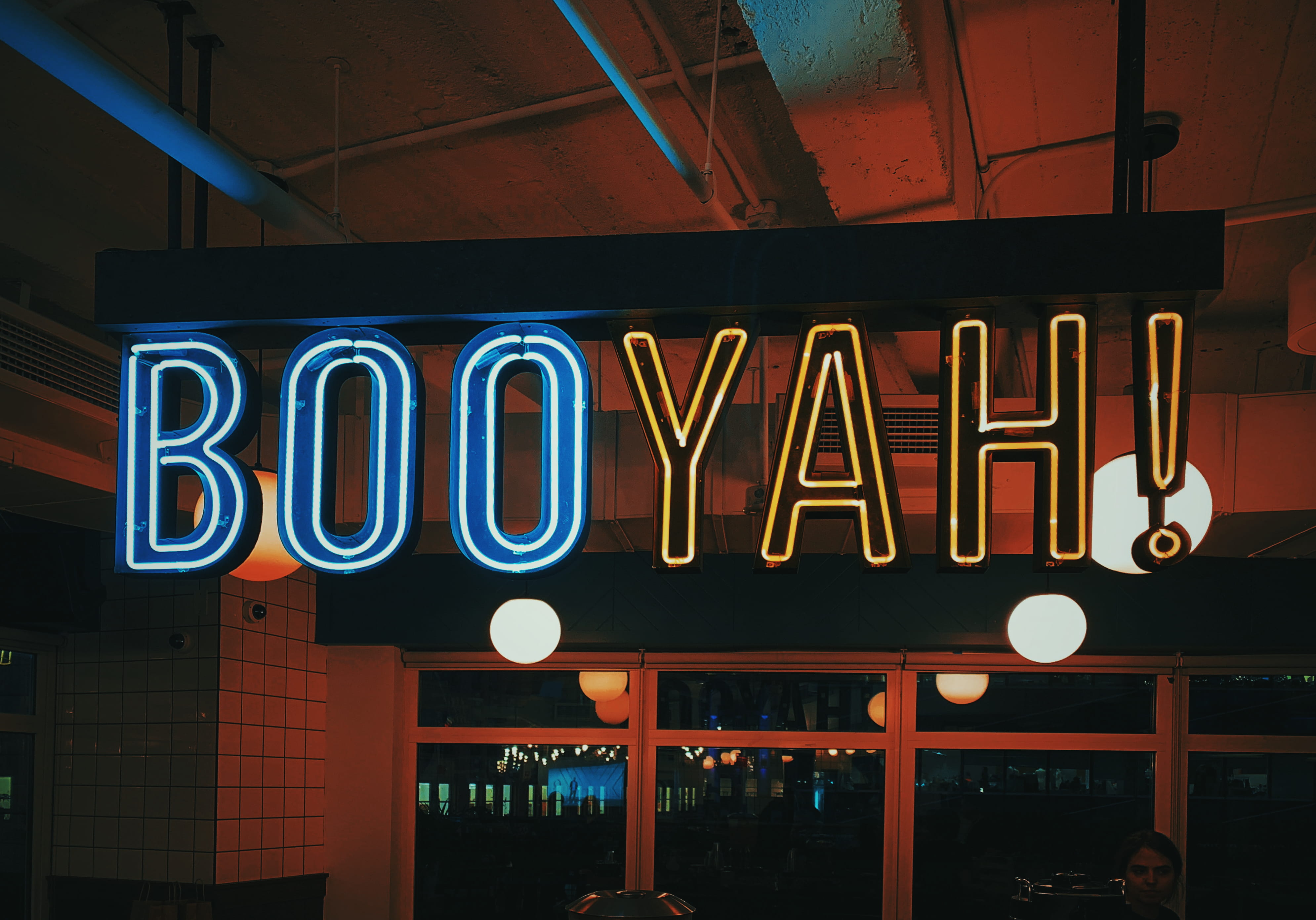 bar - drink establishment, turned, low angle view, communication, city, neon, capital letter, western script, no people, nightlife, built structure, outdoors, HD Wallpaper
