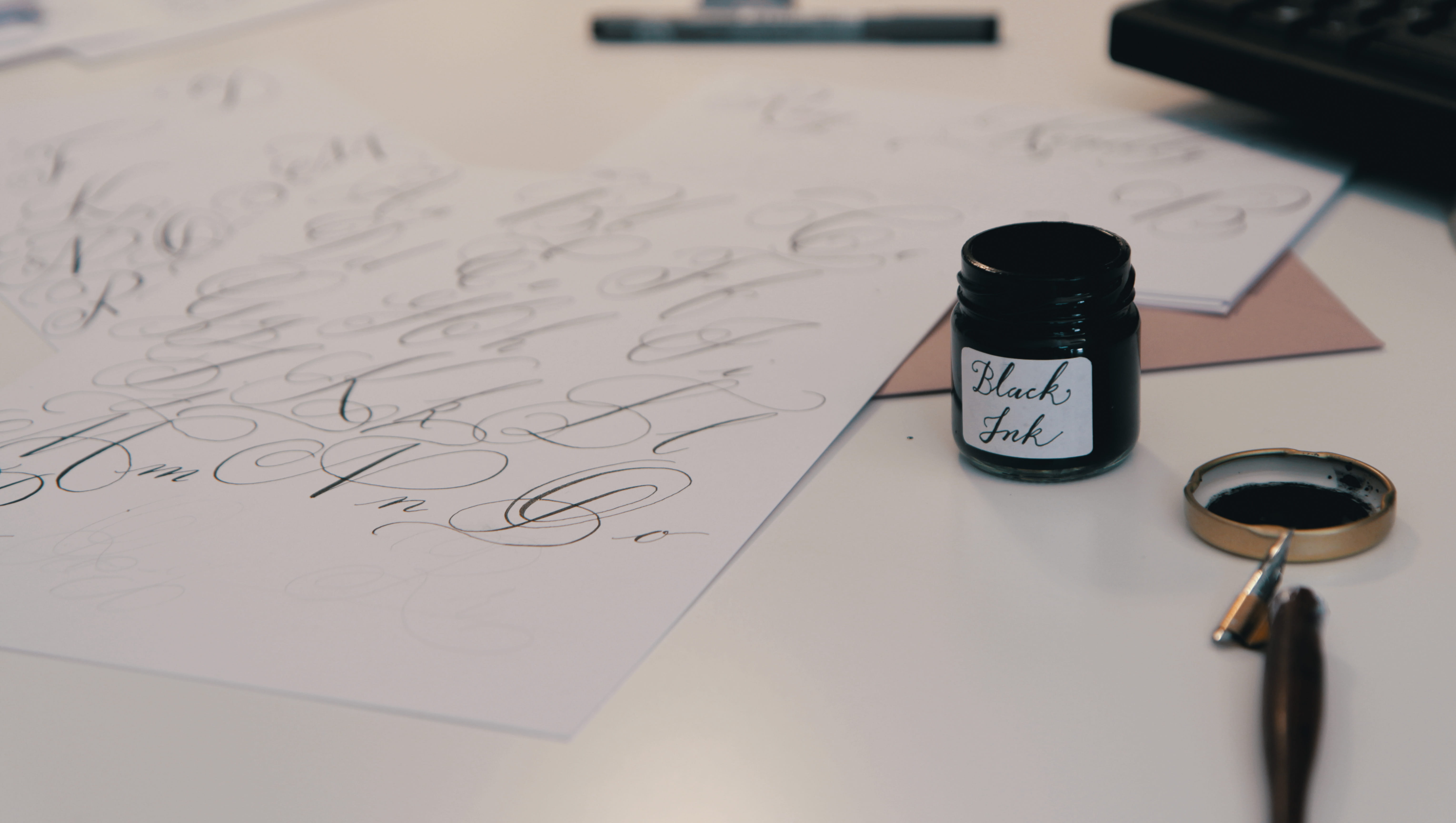 writing instrument, publication, artist, paper, fountain pen, text, lettering, design, modern, drawing - art product, 5K, creative, focus on foreground, HD Wallpaper
