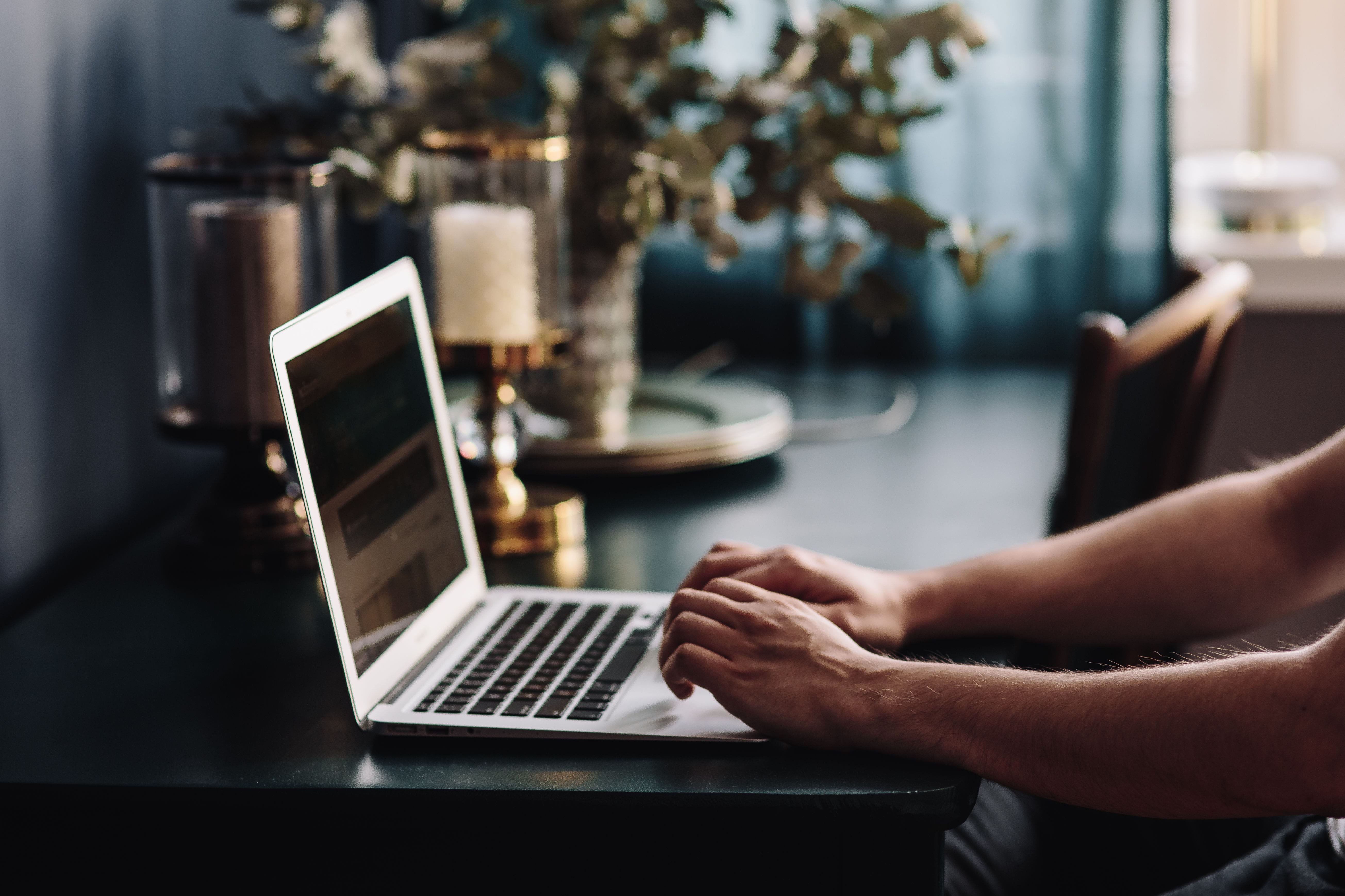 agenda, human body part, connection, workspace, focus on foreground, using laptop, wooden chair, human hand, tech, business, laptop, adult, golden accessories, HD Wallpaper