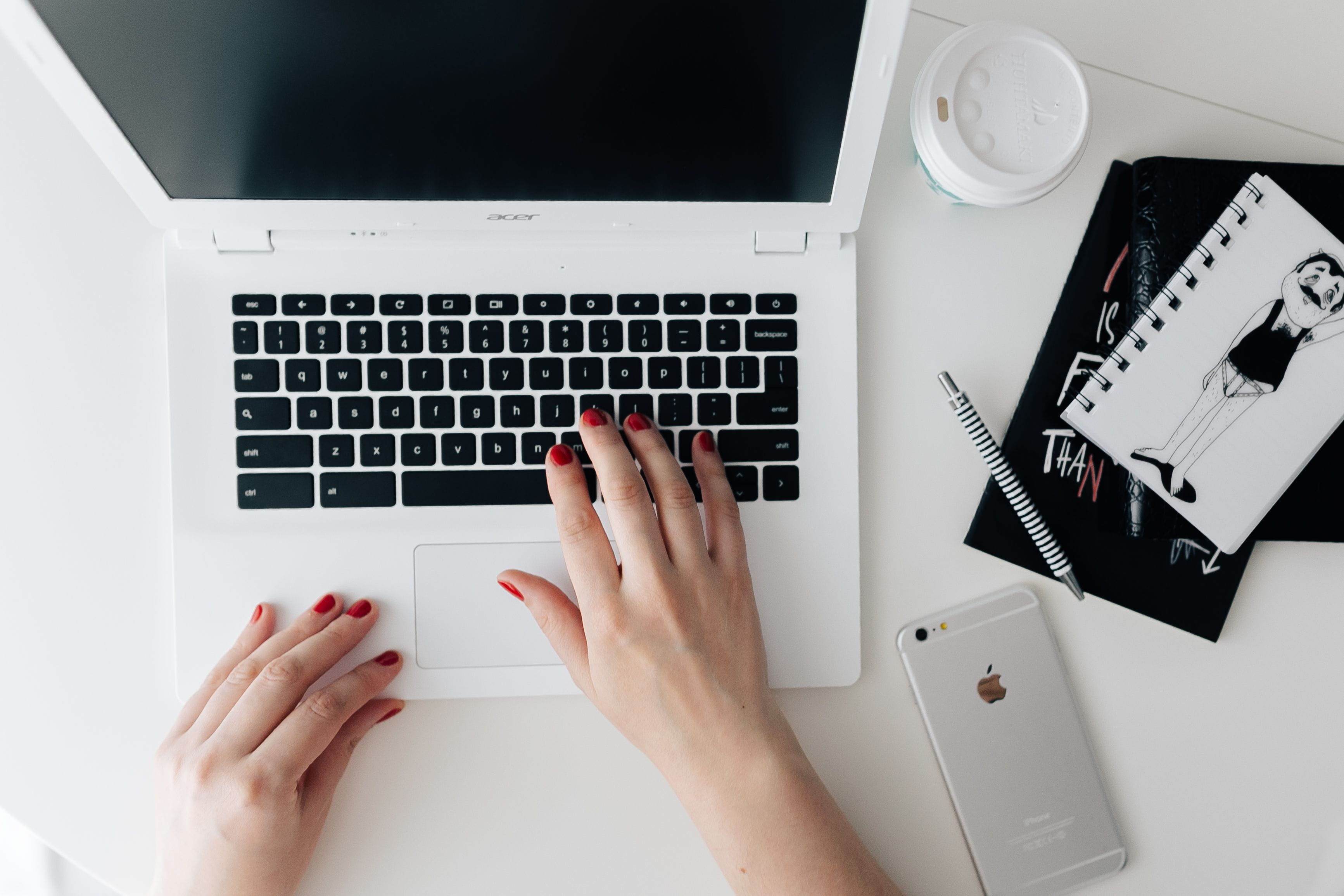 human body part, work, wireless technology, computer, minimal, tech, typing, one person, using laptop, interior, adult, desk, white laptop, computer equipment, HD Wallpaper