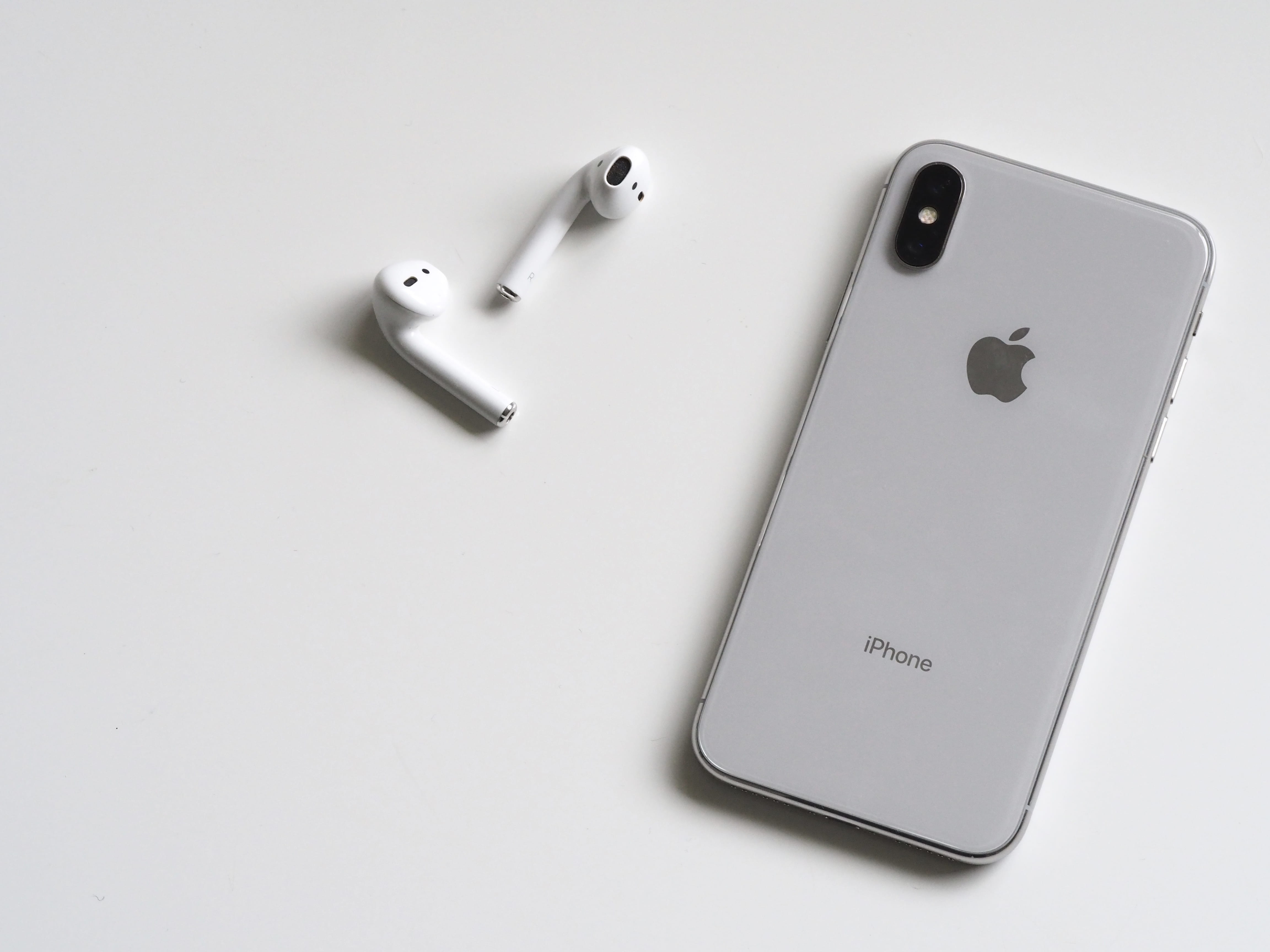 two objects, communication, connection, metal, high angle view, laptop, no people, close-up, computer, 4K, airpods, ios, touch, silver colored, cut out, HD Wallpaper