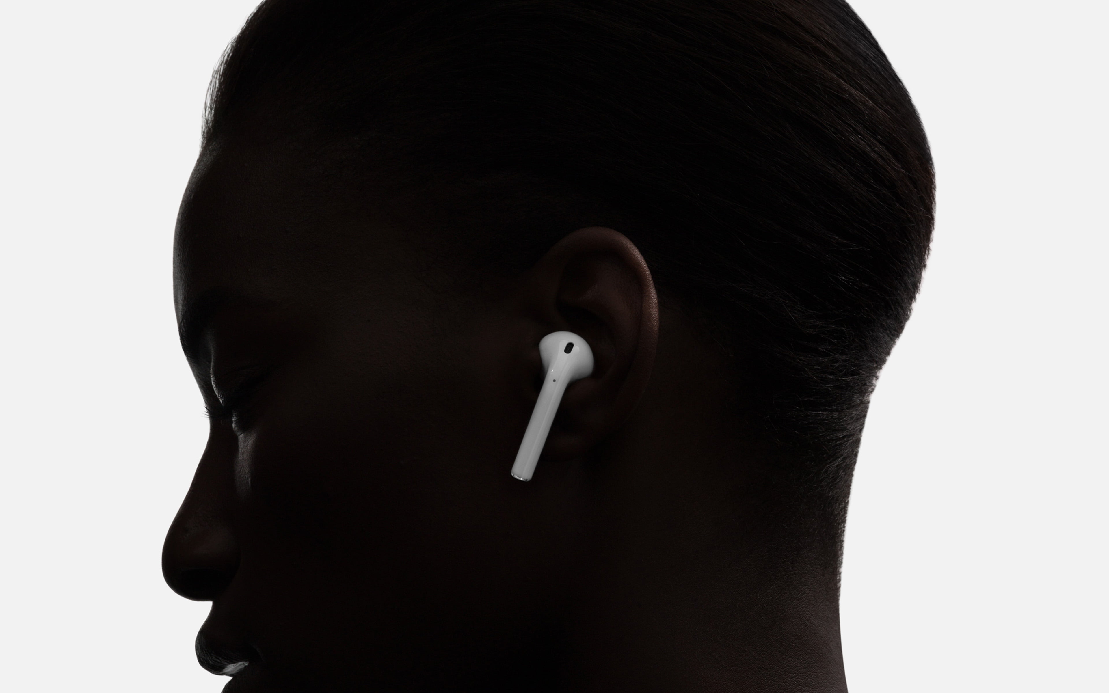 studio shot, dark, white background, human body part, healthcare and medicine, standing, art, 4K, people, communication, representation, close-up, airpod, HD Wallpaper