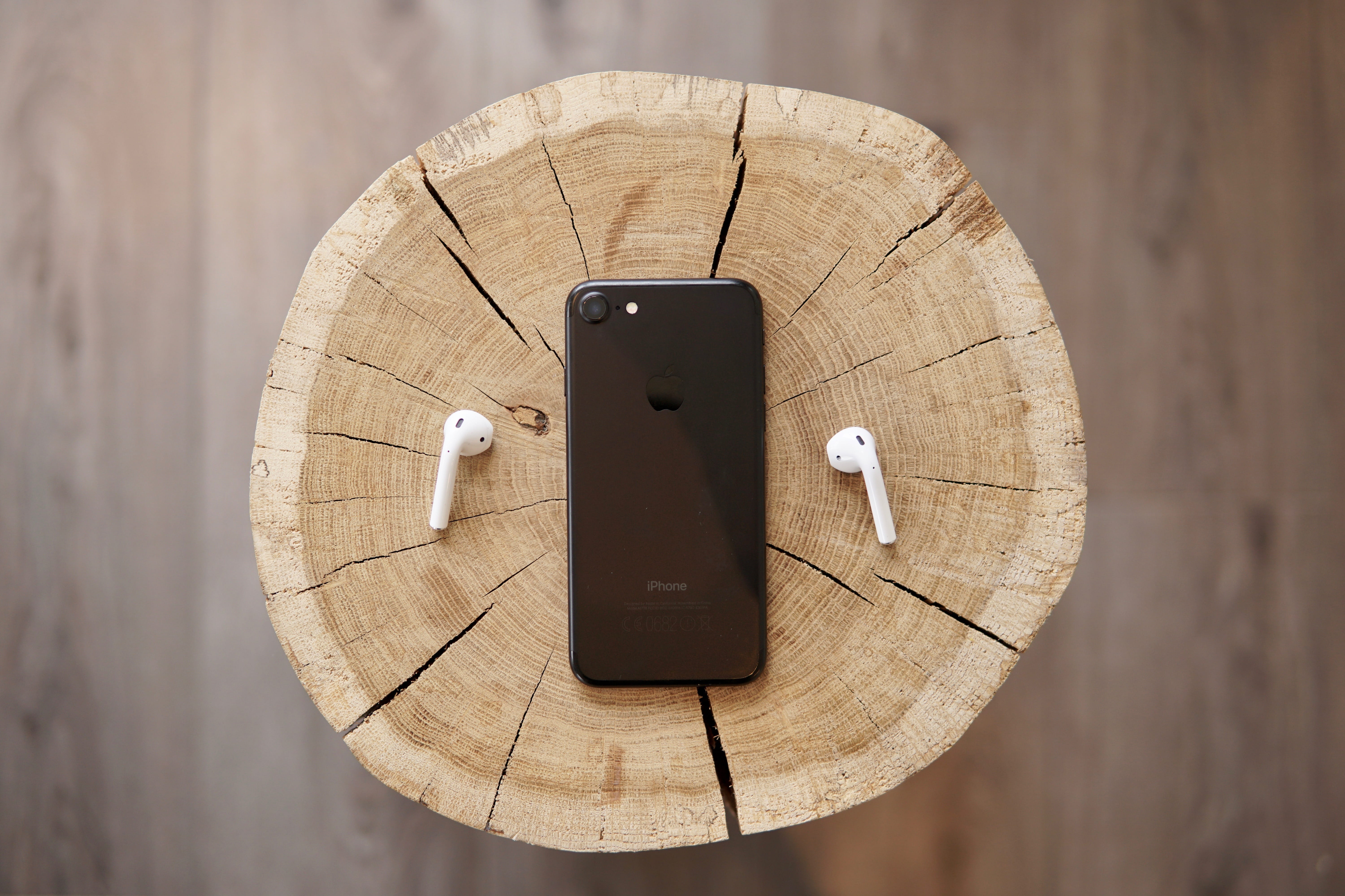 portable information device, iphone 7, wireless technology, way, connection, focus on foreground, brown, mobile phone, table, old-fashioned, indoors, no people, HD Wallpaper