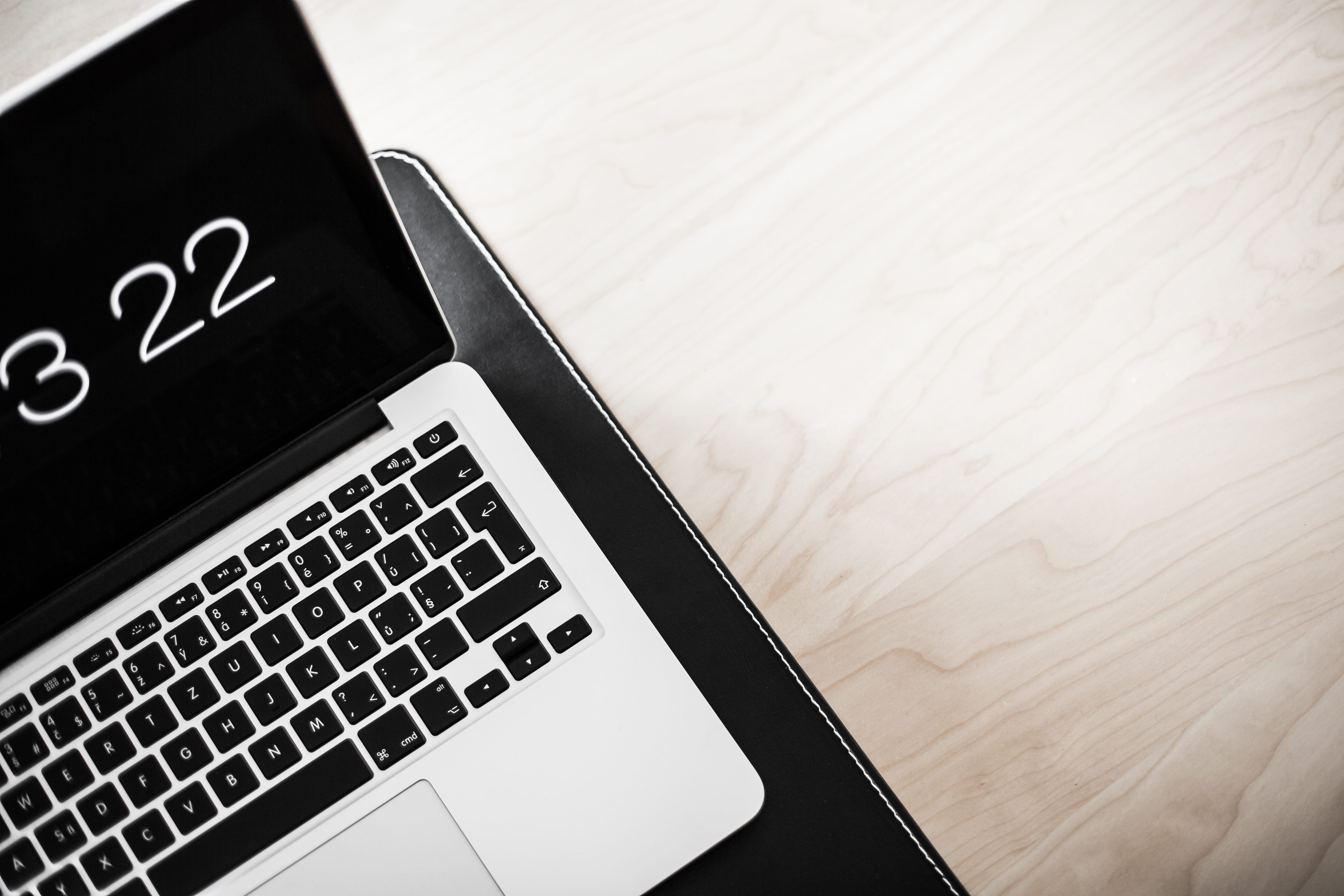western script, wireless technology, alphabet, table, text, close-up, computer, office, macbook, computer keyboard, working, 4K, laptop, communication, HD Wallpaper
