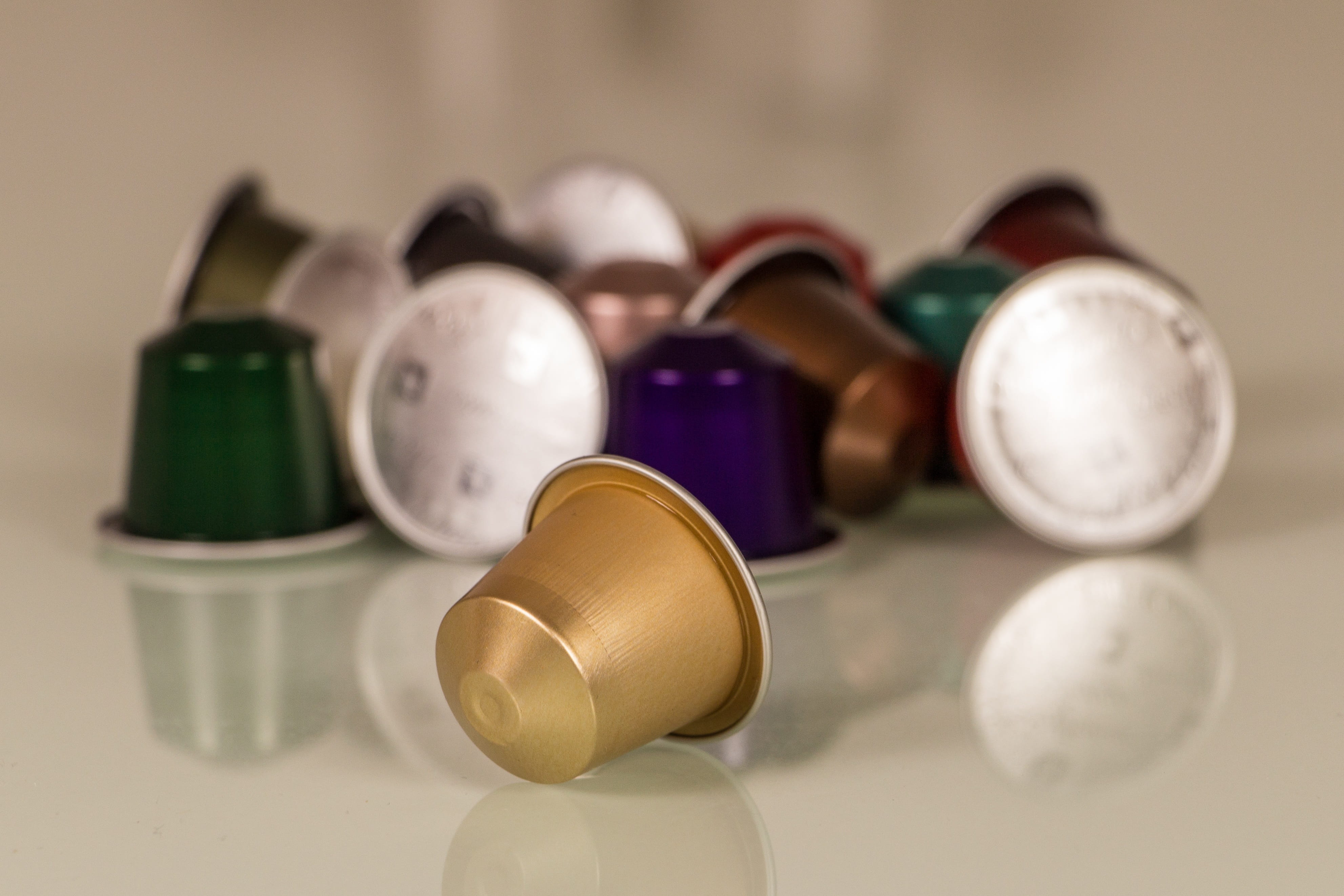 group of objects, fashion, selective focus, in a row, 4K, open, coffee capsule, shoe, multi colored, container, no people, studio shot, nespresso, close-up, HD Wallpaper