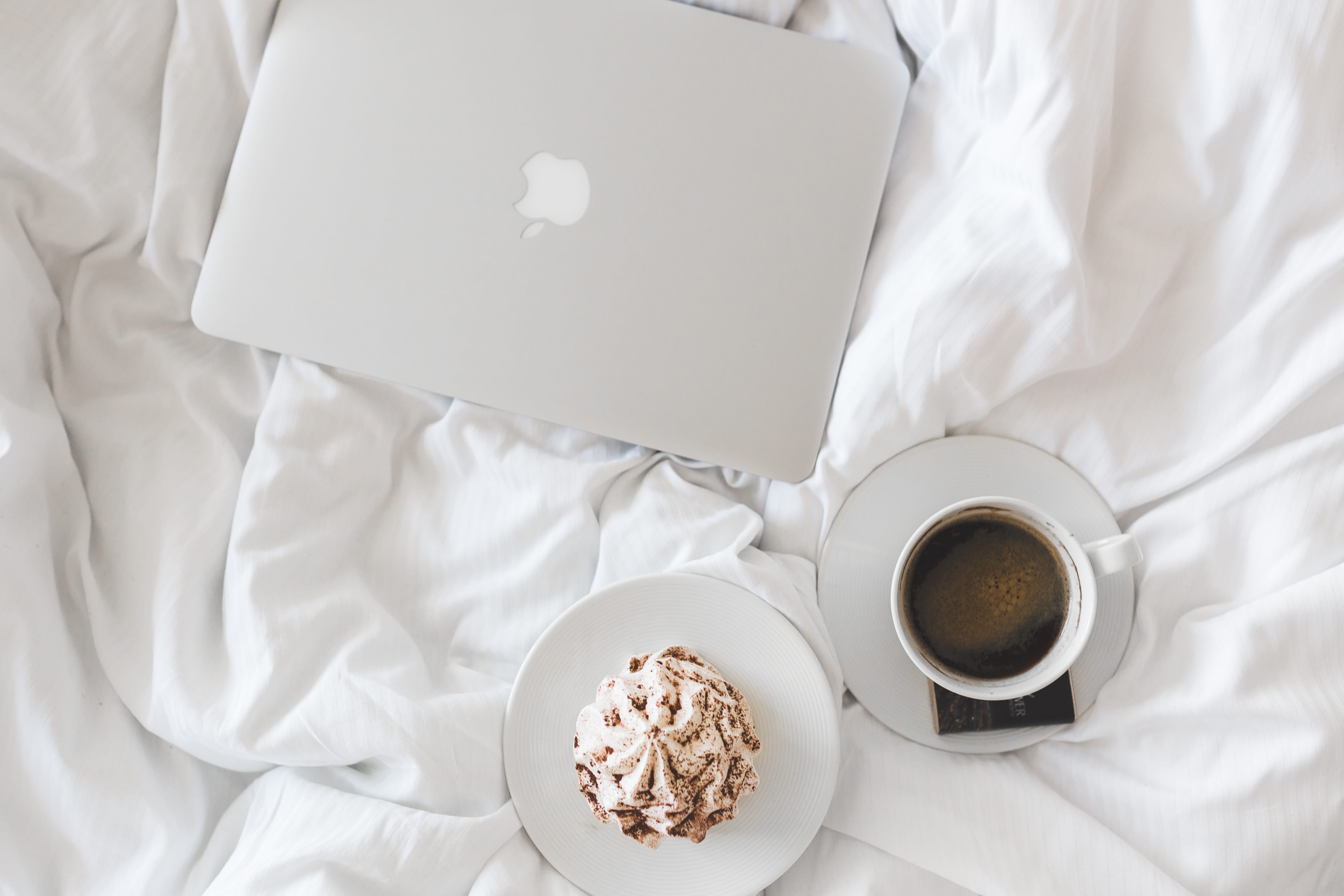 cup, break, indoors, silver, minimal, white color, coffee - drink, top view, coffee cup, white, tech, work, bed, success, high angle view, directly above, HD Wallpaper
