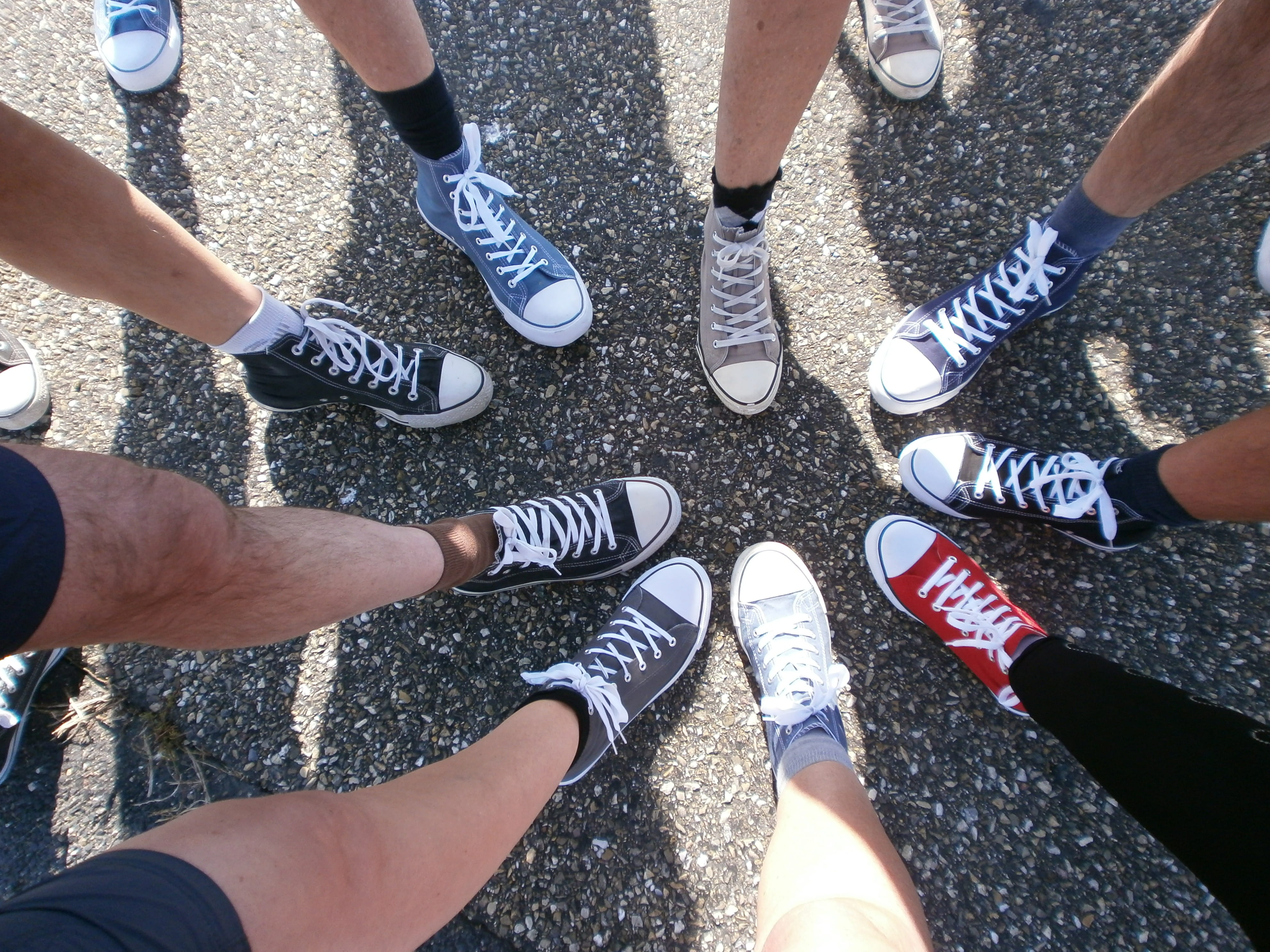 friendship, day, high angle view, outdoors, human body part, human leg, low section, leisure activity, persons, basketball shoes, wading, group, 4K, real people, HD Wallpaper