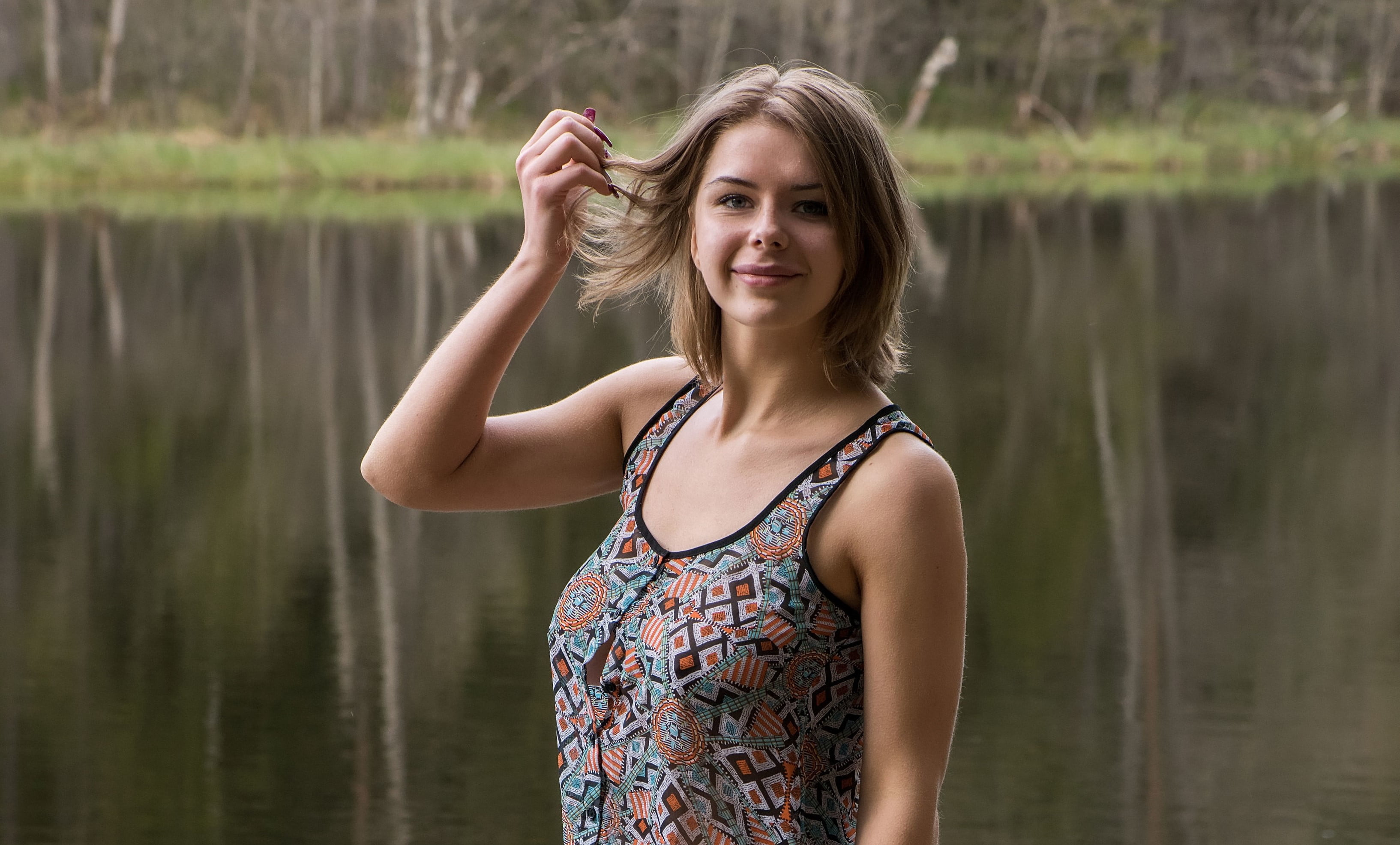 lake, leisure activity, MetArt Magazine, young adult, looking at camera, real people, day, long hair, Yelena, beauty, women, beautiful woman, hair, hair pulling, HD Wallpaper