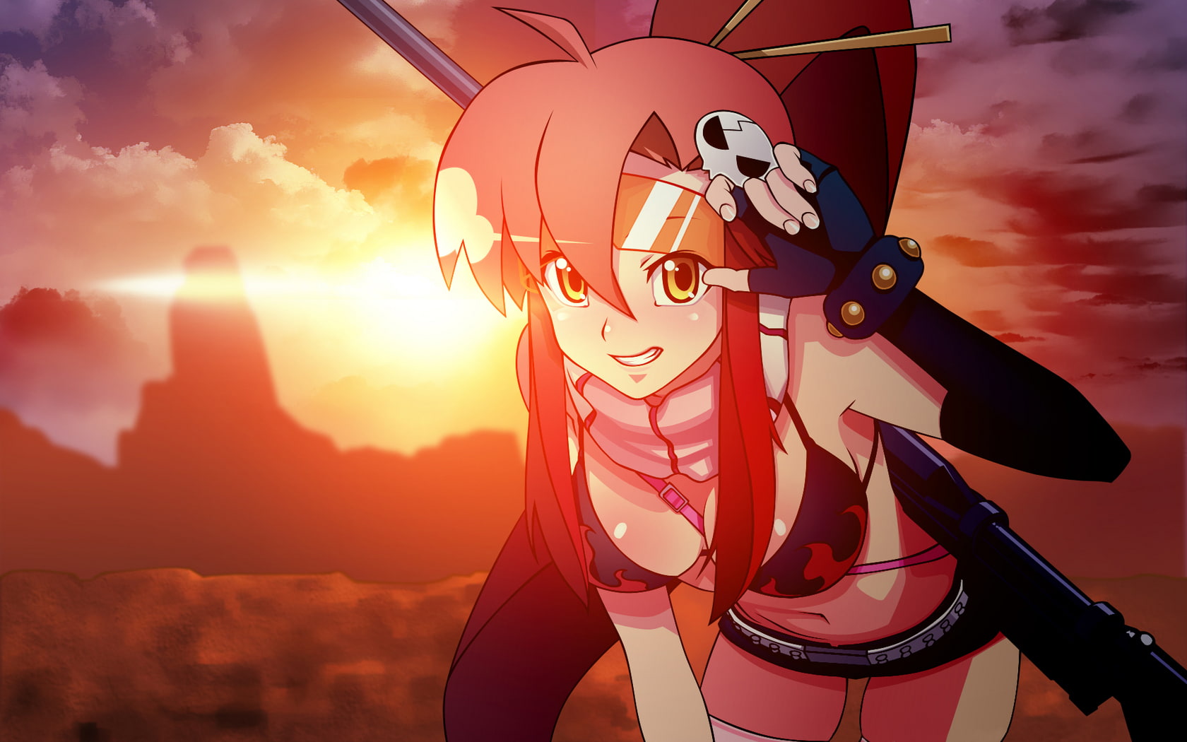 toppa, anime, gurren, hd, lagann, cartoon/comic, sunset, 720P, tengen, HD Wallpaper