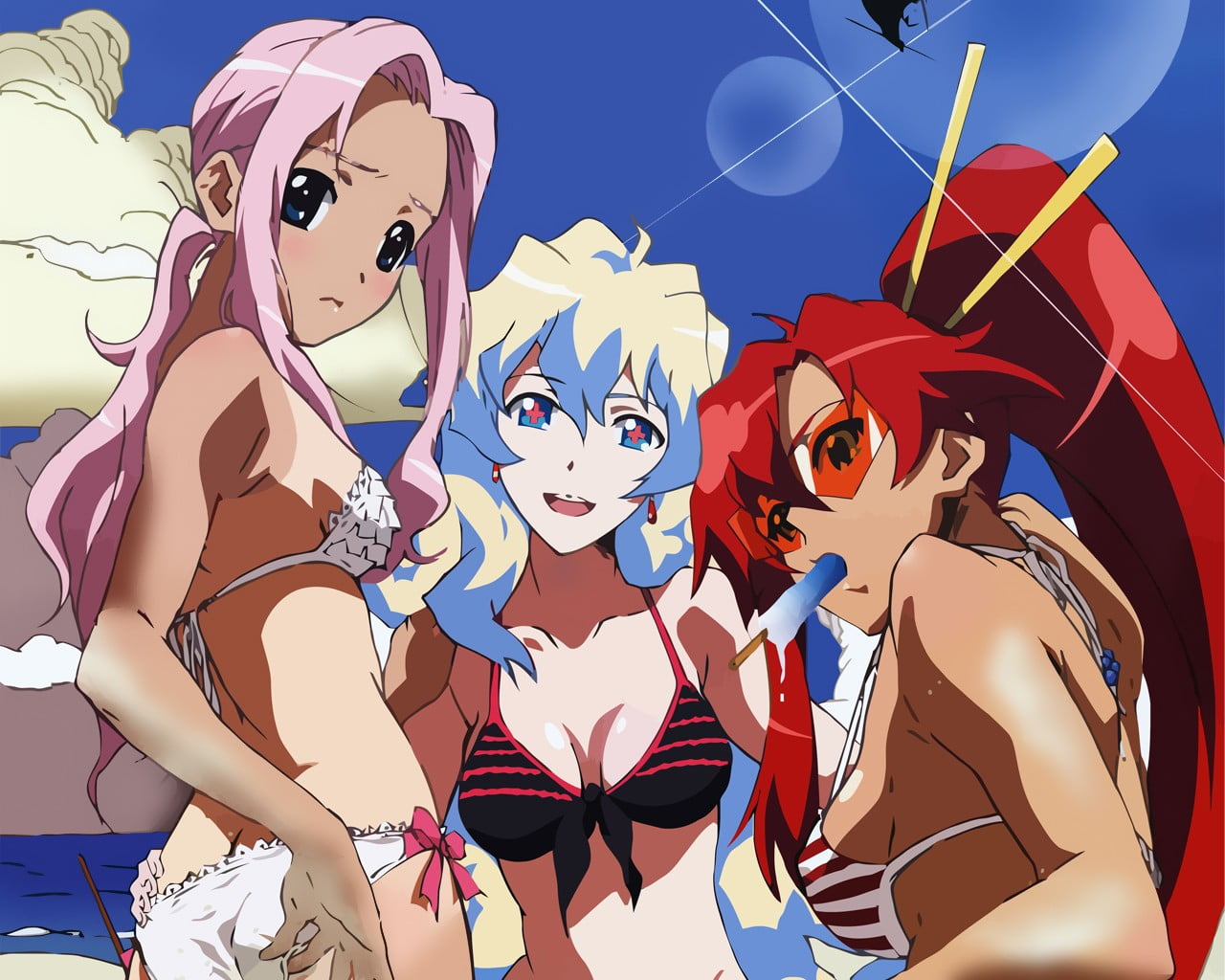 positive emotion, lifestyles, people, group of people, Teppelin Nia, smiling, Tengen Toppa Gurren Lagann, men, adult, women, cheerful, art and craft, Littner Yoko, HD Wallpaper