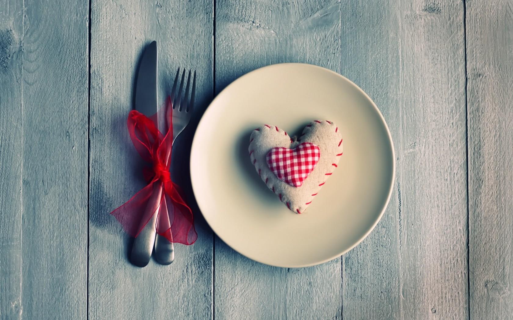 plate, ve, fork, board, tissue, knife, mood, l, 720P, cell, ribbon, heart, HD Wallpaper