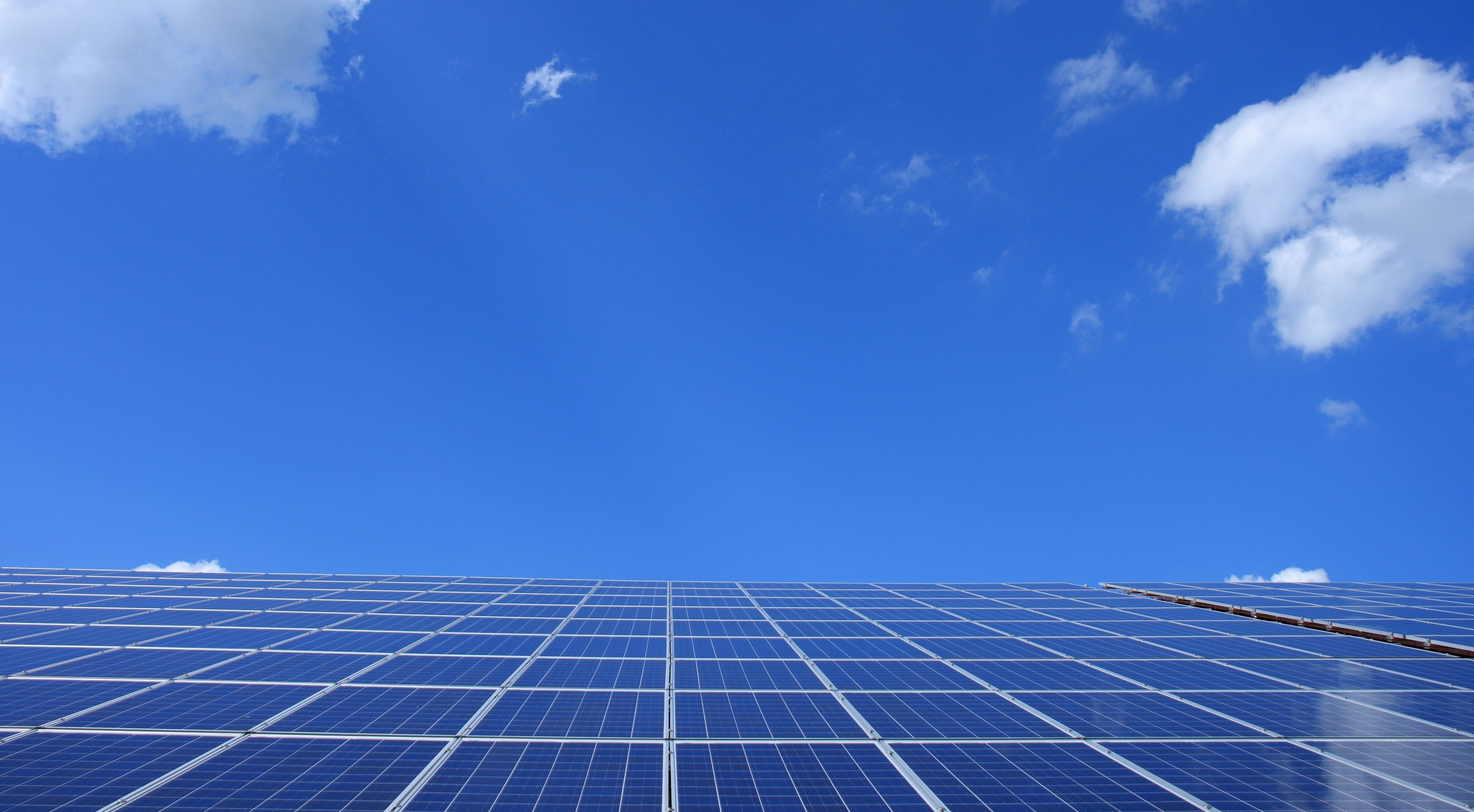 power, light, solar power station, blue, engineering, blue sky, electricity, sun, 2K, cloud - sky, solar panel, solar, fuel and power generation, renewable energy, HD Wallpaper