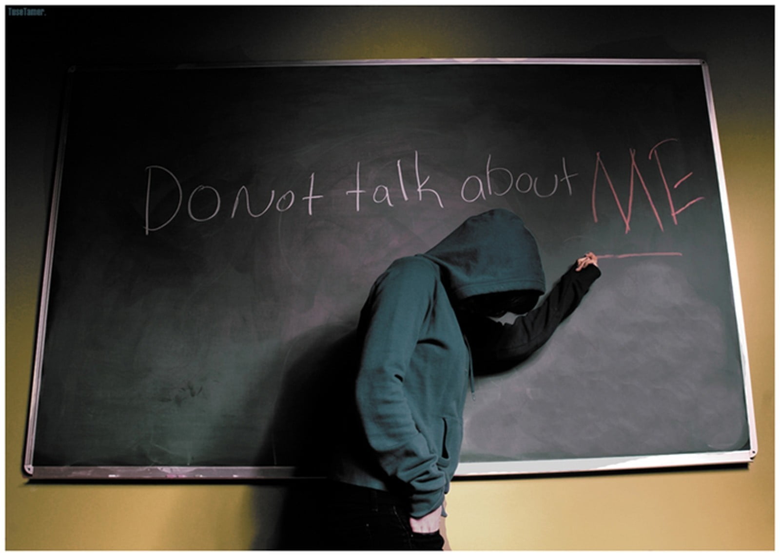 typography, sadness, emotion, jeans, auto post production filter, covering, chalk, text, indoors, transfer print, hood, board, hoodie, obscured face, chalk - art equipment, HD Wallpaper
