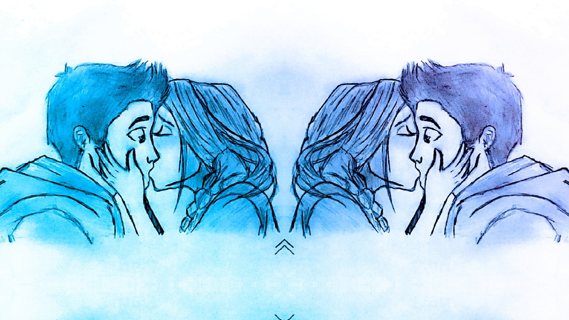blue, nature, human body part, people, day, young adult, women, art and craft, kiss, love, outdoors, 1080P, mental health, multiple exposure, headshot, HD Wallpaper