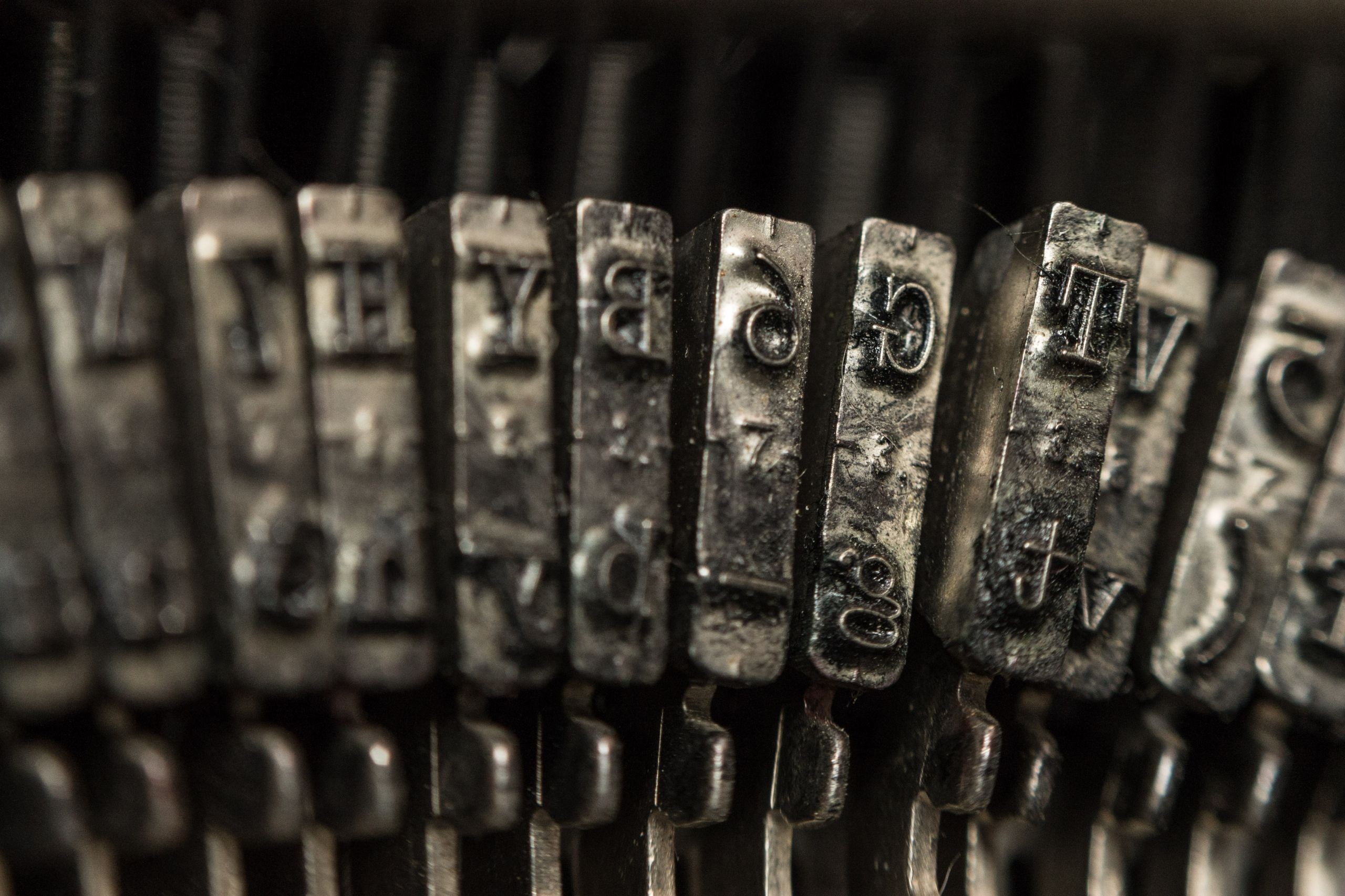 monochrome, history, gray, the past, alphabet, education, typewriters, selective focus, part, in a row, indoors, antique, typewriter, old, business, retro styled, HD Wallpaper