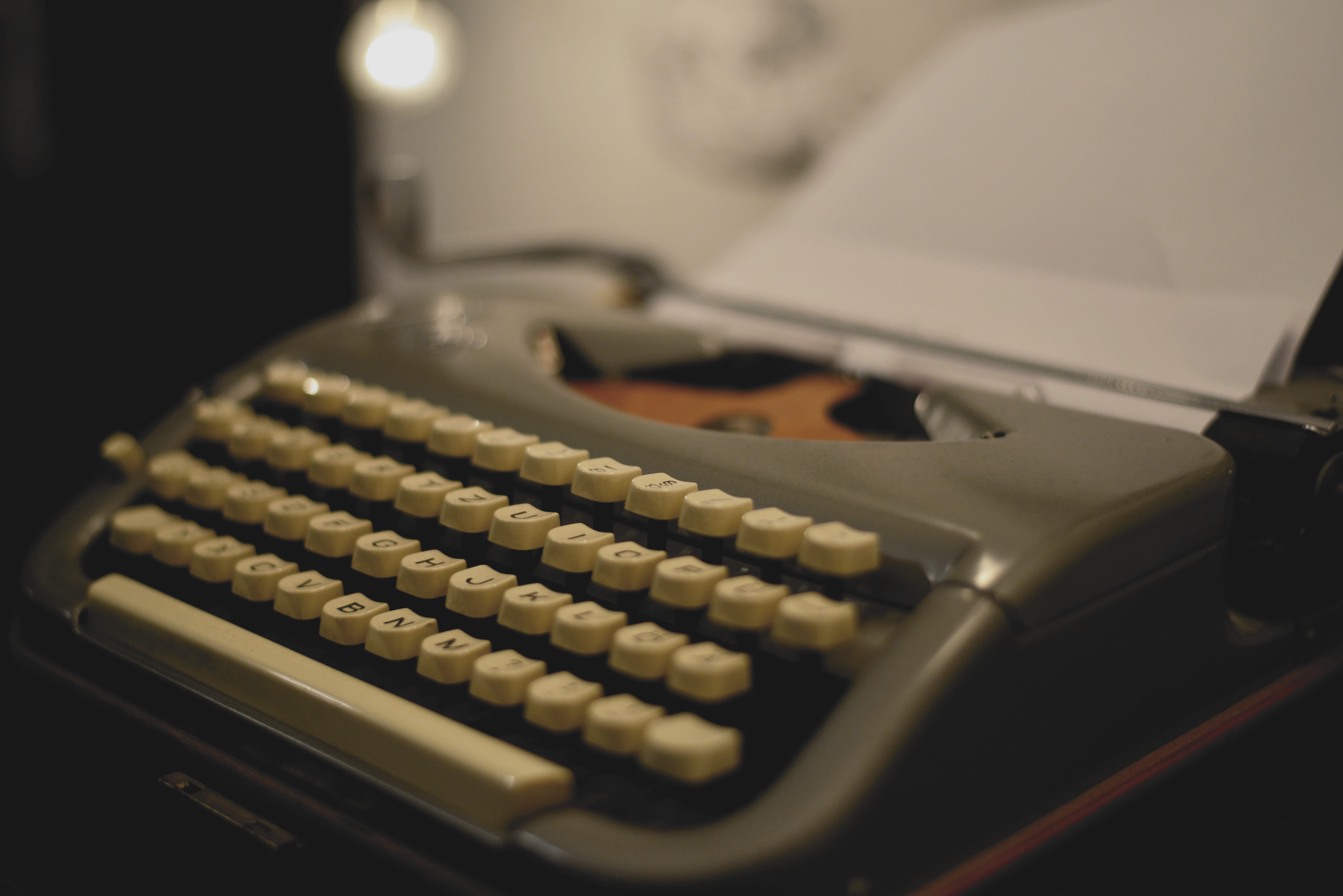 machinery, black color, journalist, write, arts culture and entertainment, old, 5K, still life, studio shot, letters, writer, classic, table, career, typewriter, HD Wallpaper