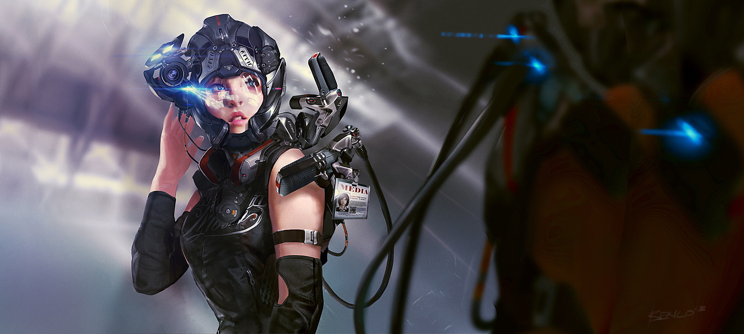girl, art, 1080P, future, journalist, HD Wallpaper