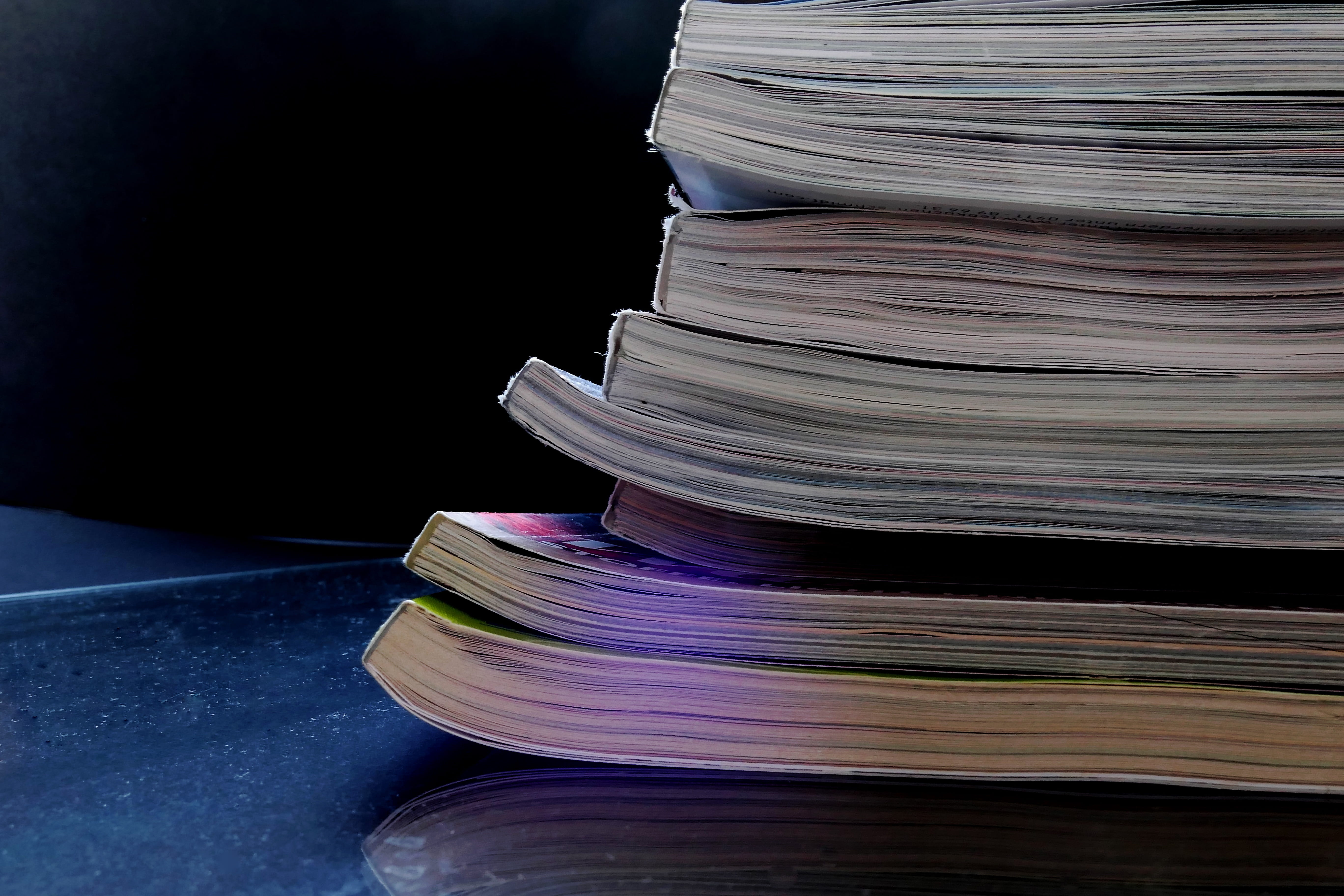 copy space, publication, studio shot, paper, purple, communication, close-up, pile, magazine, information, no people, page, old, business, 5K, data, book, HD Wallpaper