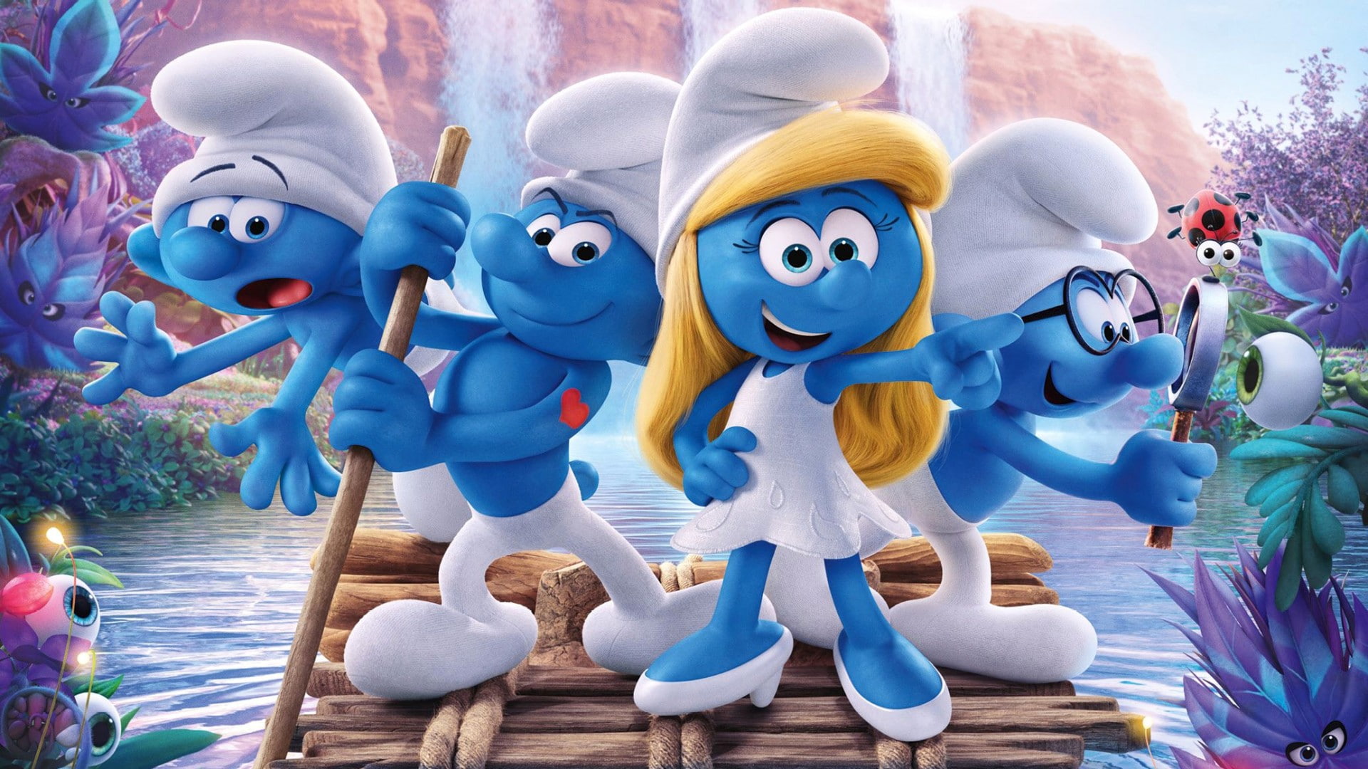 brainy, smurfette, smurf, hd, clumsy, smurfs, hefty, 1080P, sailing, raft, adventures, HD Wallpaper