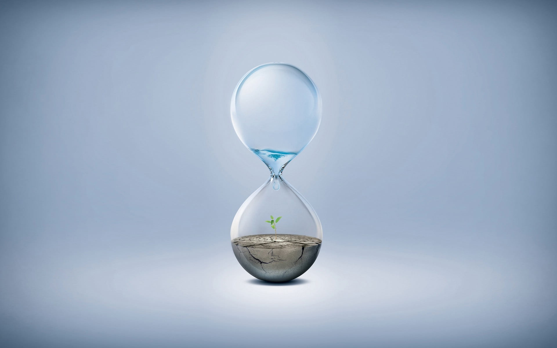 time, gray background, close-up, deadline, single object, simple background, transparent, urgency, water, land, indoors, reflection, glass - material, blue, HD Wallpaper