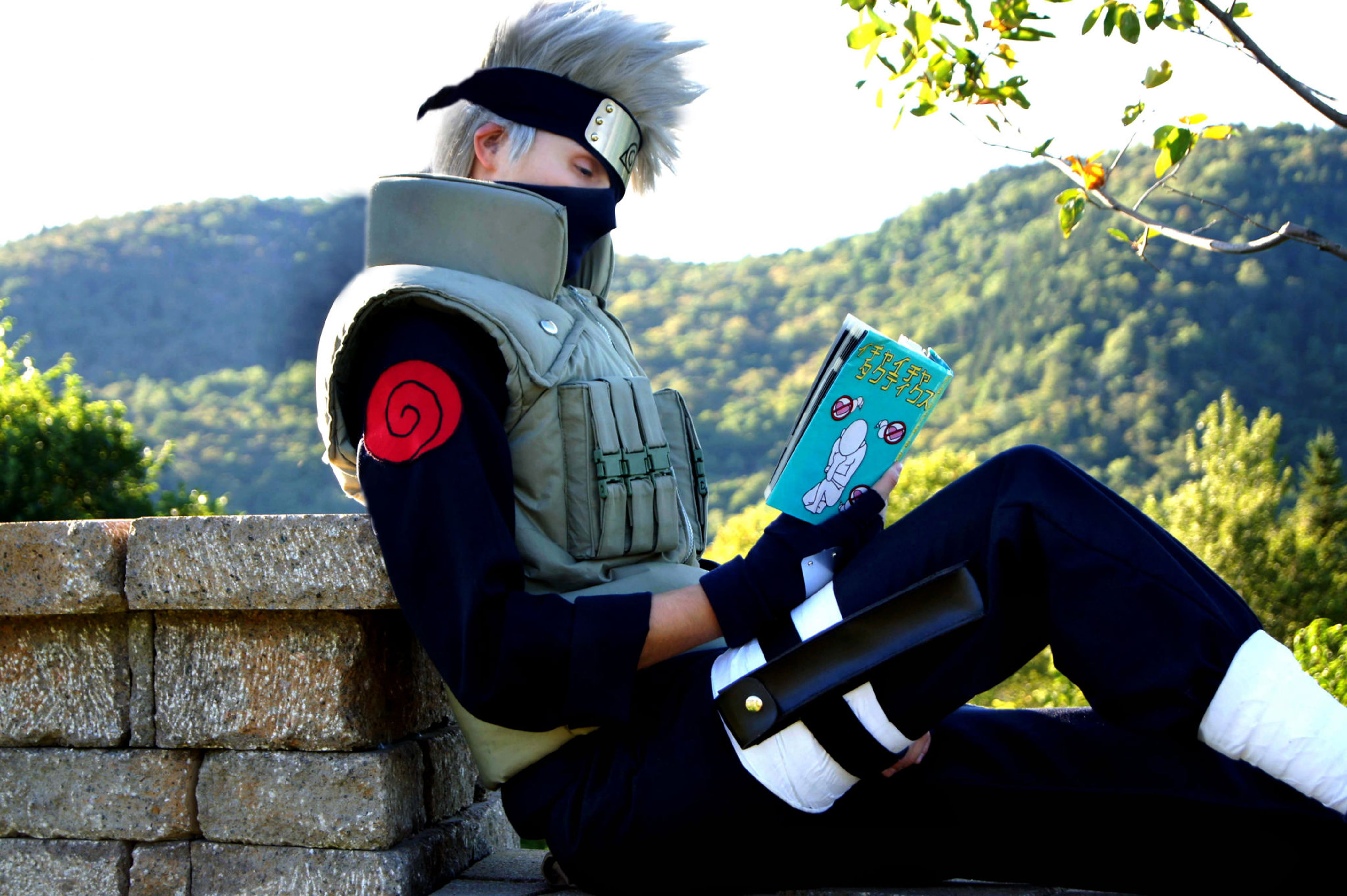 kakashi, nature, old-fashioned, men, one Person, urban Scene, photographing, hatake, naruto, plant, standing, camera - Photographic Equipment, hat, book, HD Wallpaper