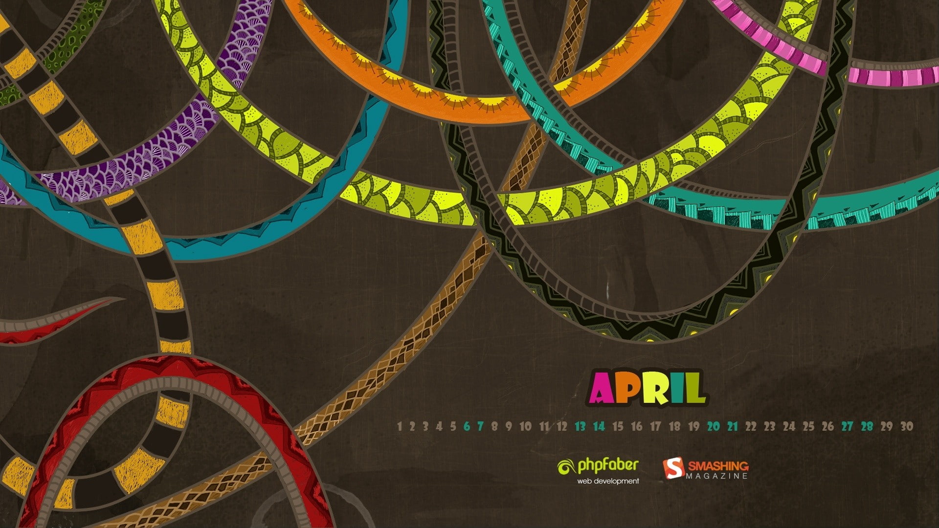 patterns, April, background, Arena, Calendar, Smashing, artwork, Brown, multicolor, 1080P, Magazine, HD Wallpaper