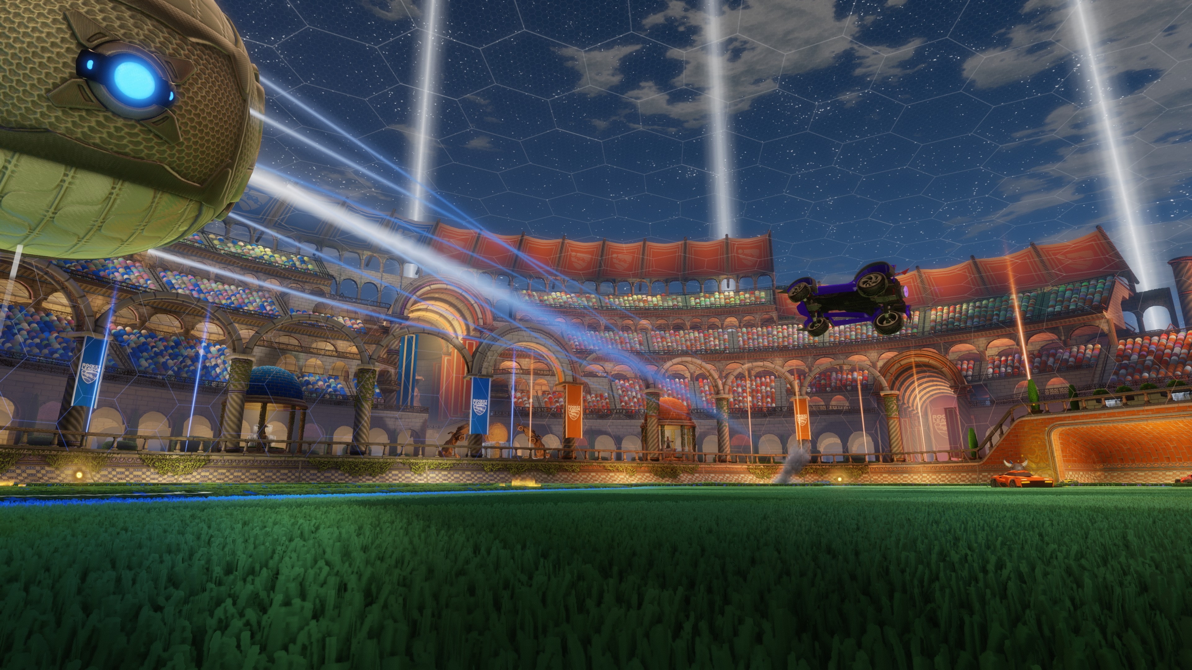 motion, night, sky, built structure, building exterior, no people, travel destinations, building, grass, blurred motion, Rocket League, architecture, video games, HD Wallpaper