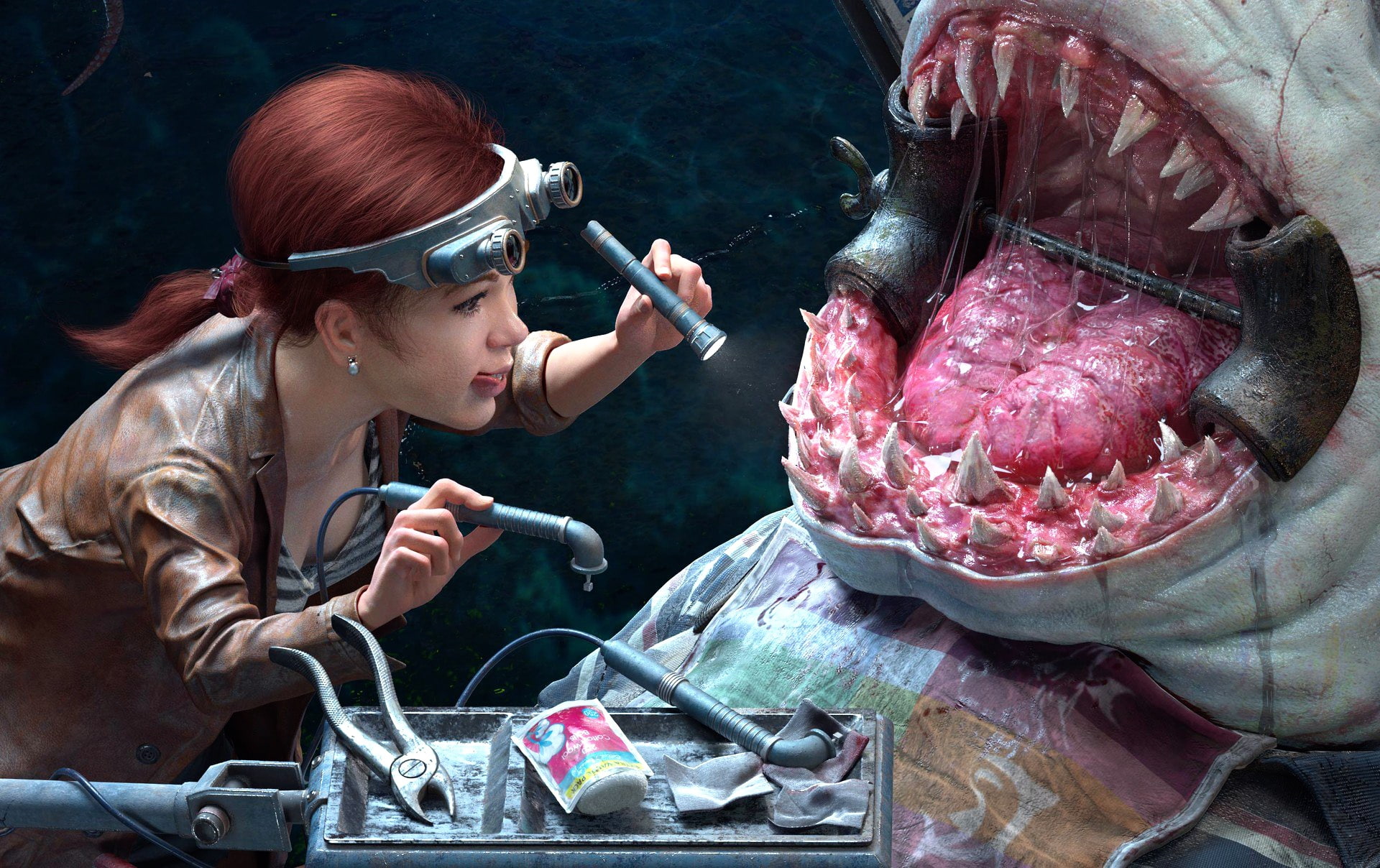art, teeth, 1080P, monster, dentist, HD Wallpaper