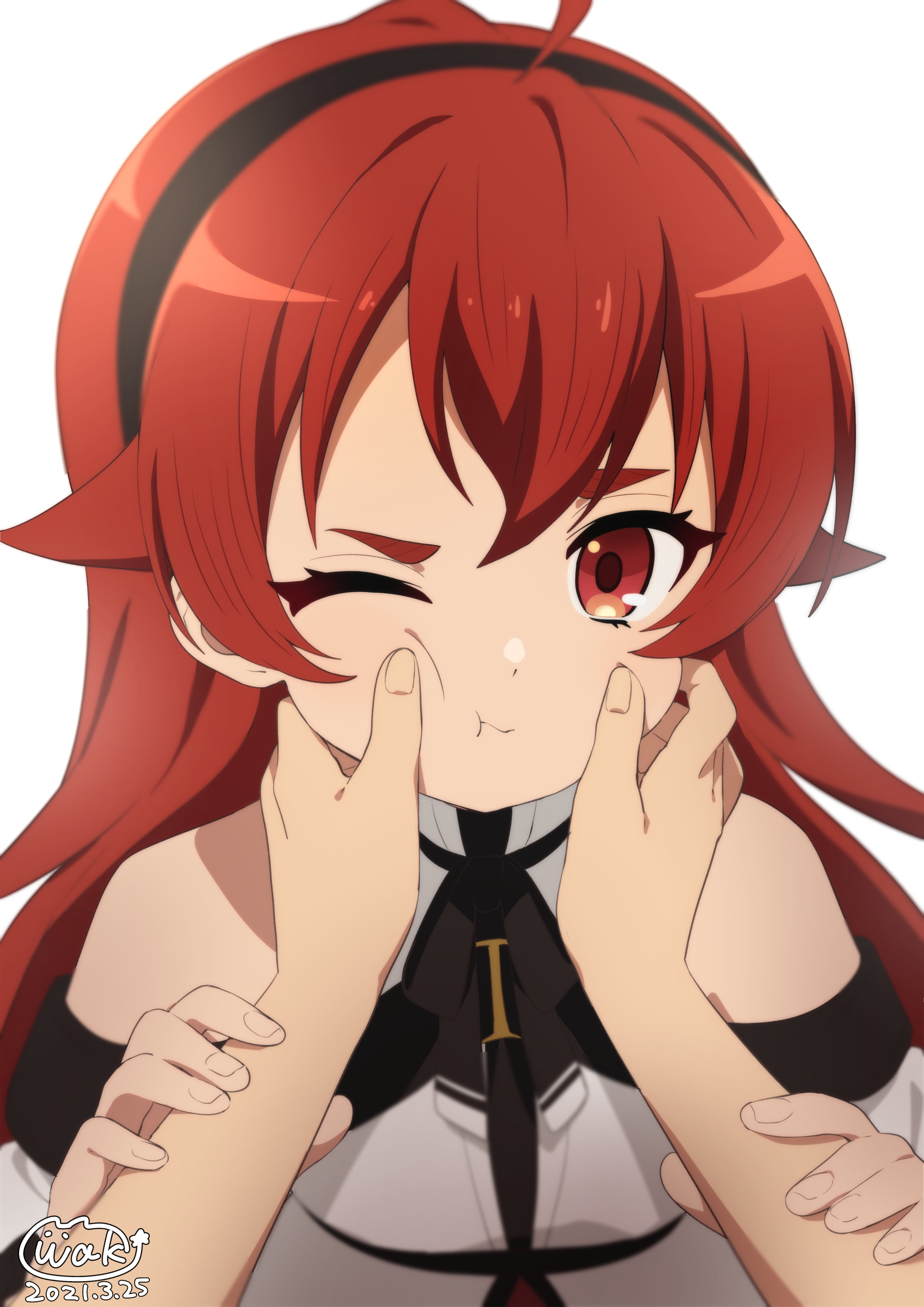 Mushoku Tensei, pinching cheeks, redhead, 4K, red eyes, anime girls, Eris Boreas Greyrat (Mushoku Tensei), Phone HD Wallpaper